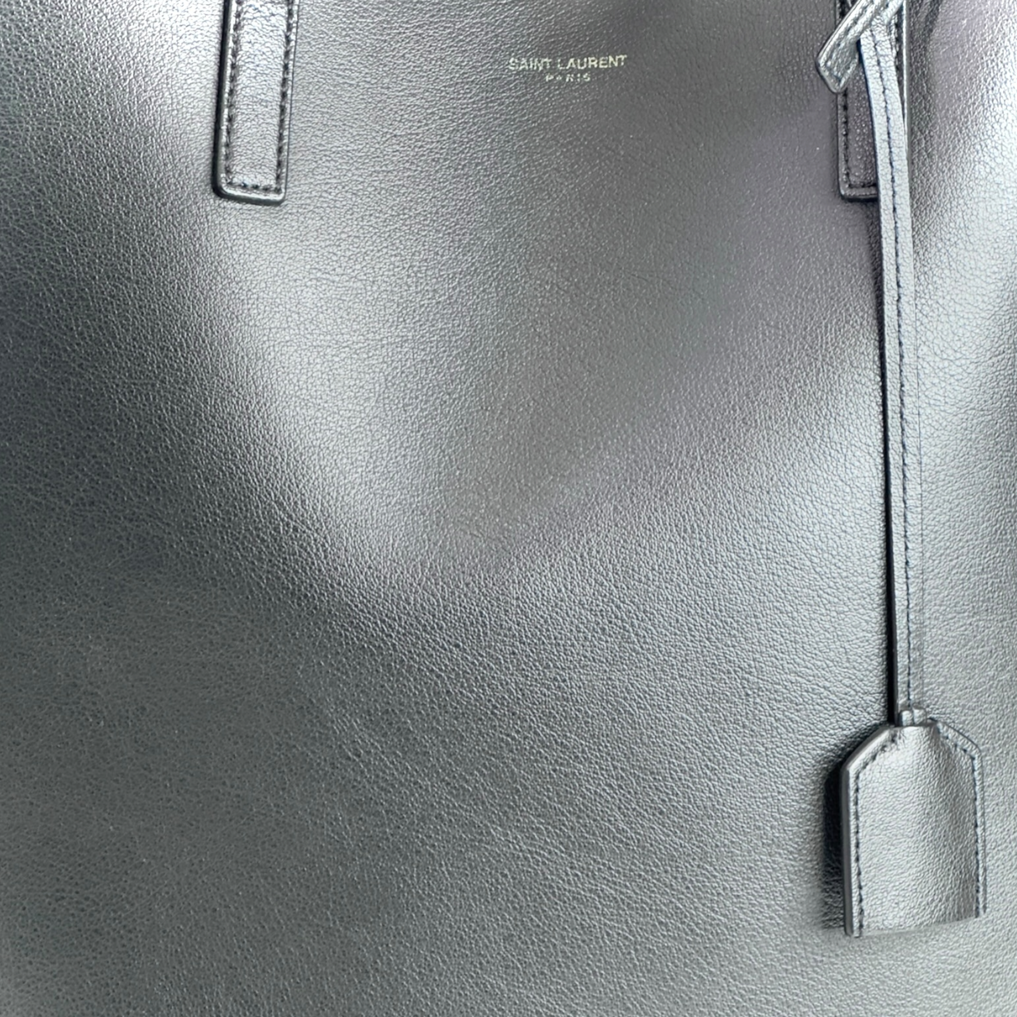 Saint Laurent N/S Black Leather Large Shopping Tote