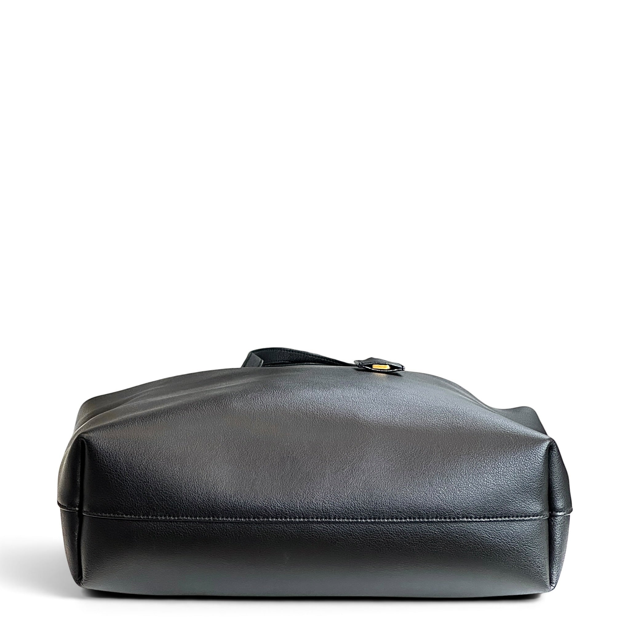 Saint Laurent N/S Black Leather Large Shopping Tote