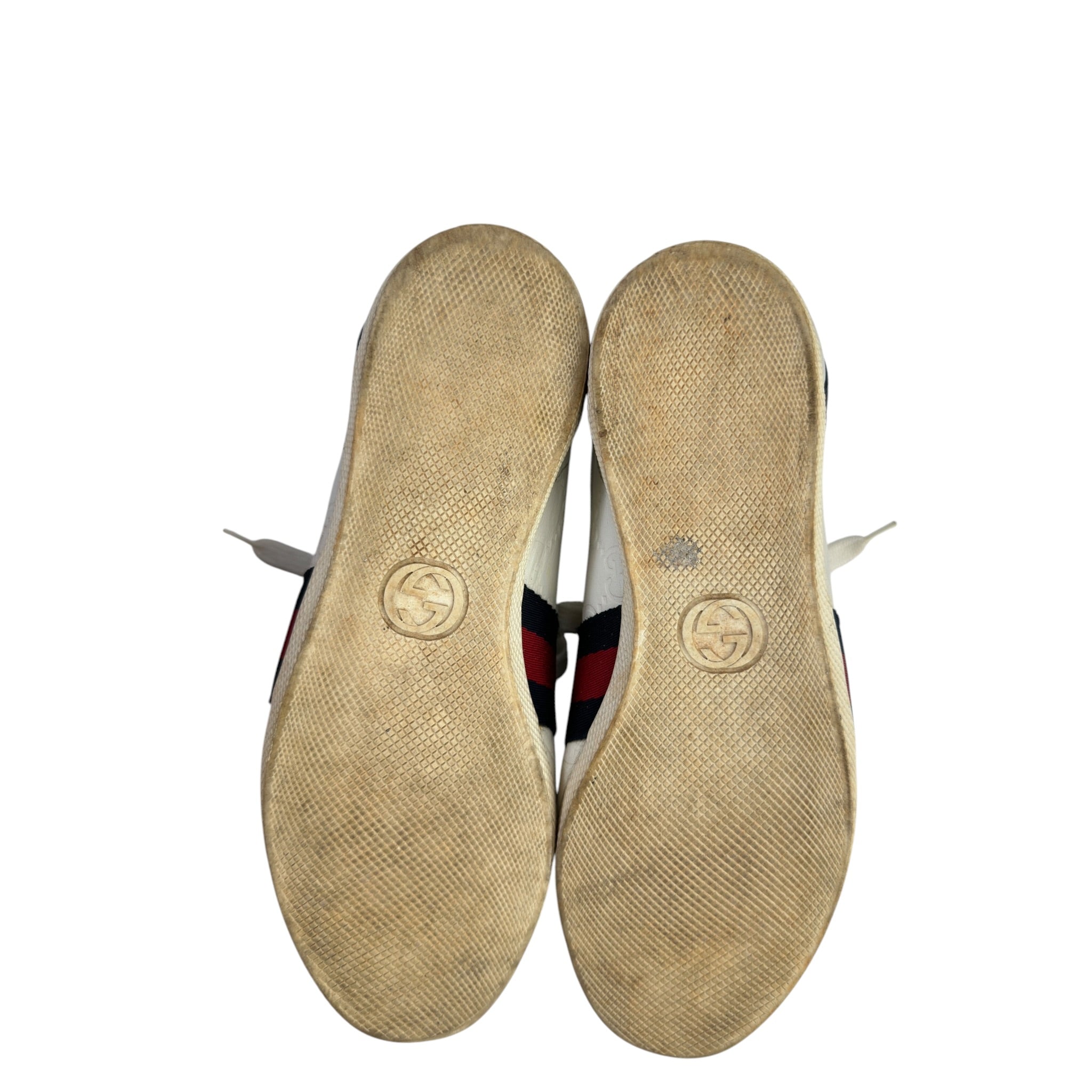 Gucci White Leather Web Detail Ace Low Top Sneakers