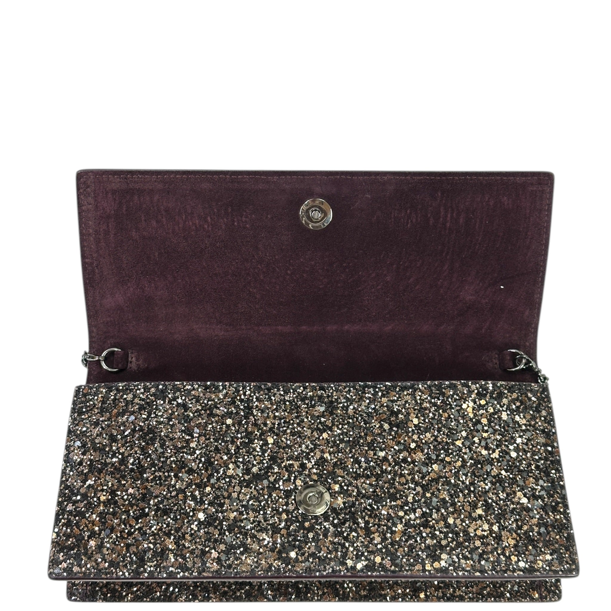 Jimmy Choo Finley Shoulder Bag Bronze Coarse Glitter