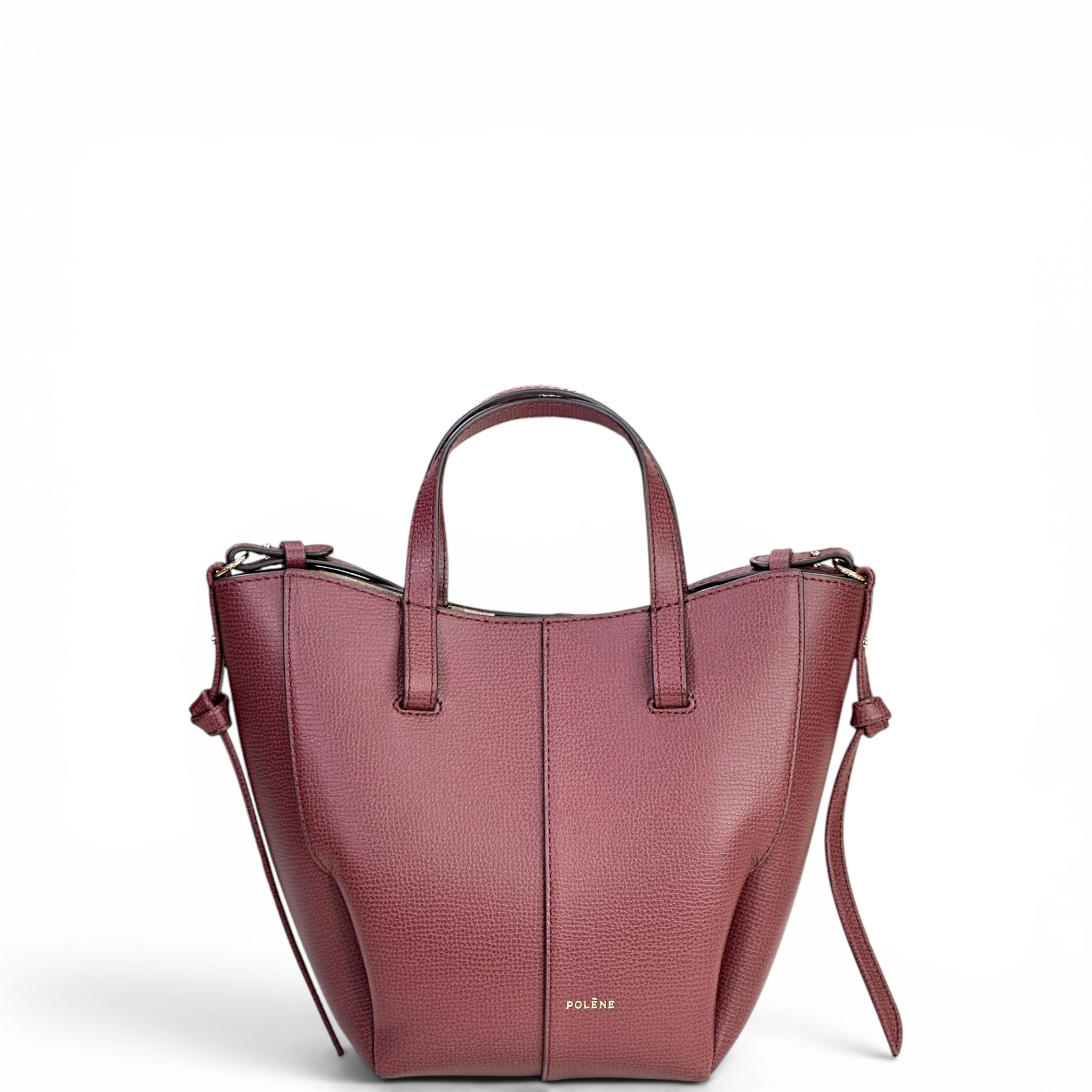 Polene Cyme Tote Nano Black Cherry Texured Leather