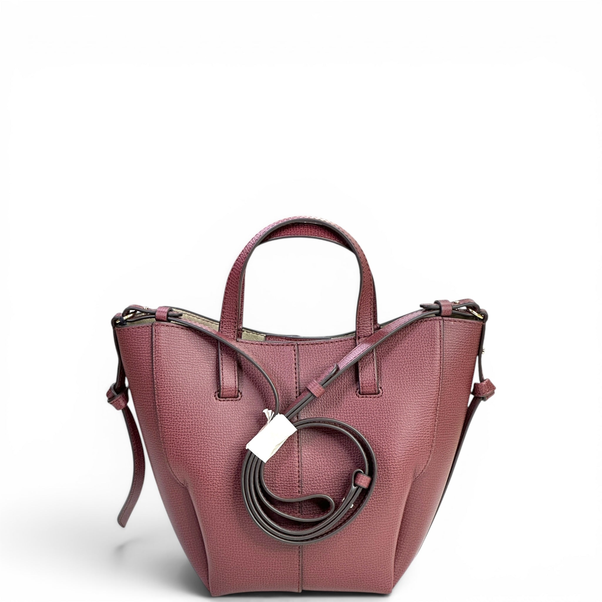 Polene Cyme Tote Nano Black Cherry Textured Leather