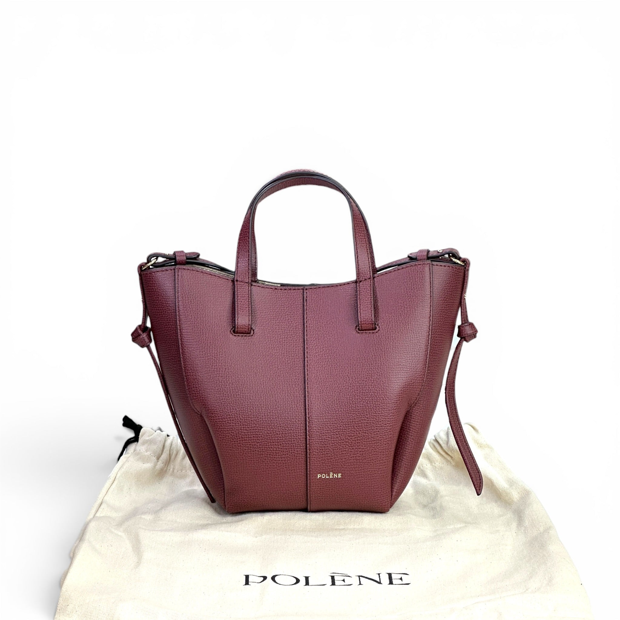 Polene Cyme Tote Nano Black Cherry Texured Leather