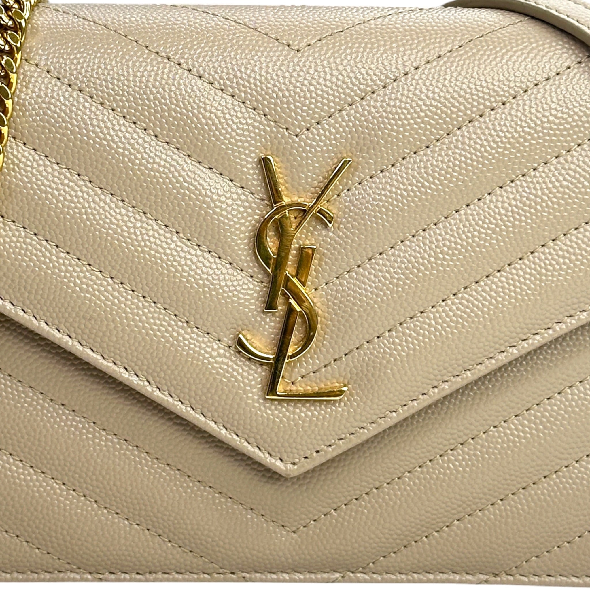 Saint Laurent Cassandre Matelasse beige Envelope With Chain Wallet