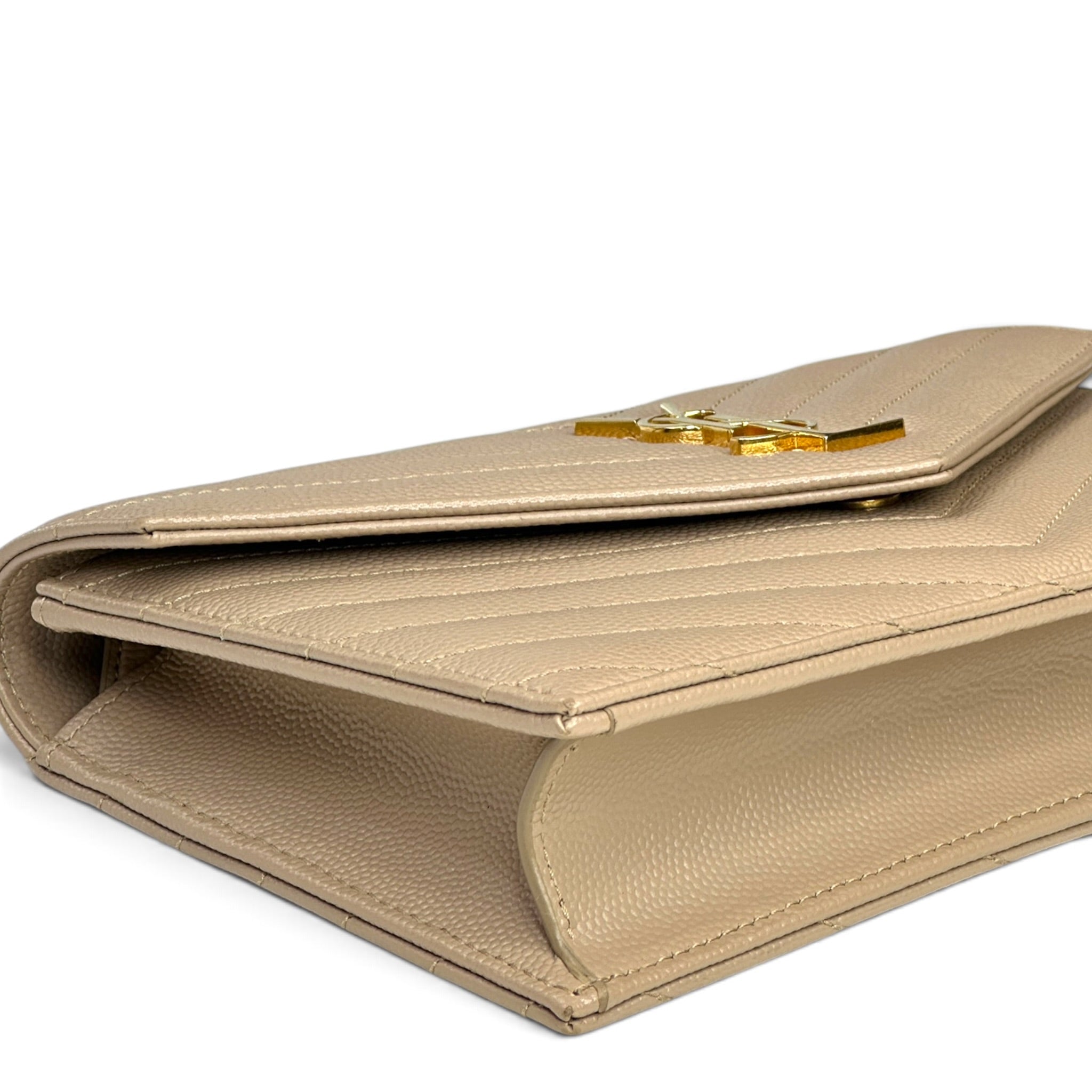 Saint Laurent Cassandre Matelasse beige Envelope With Chain Wallet