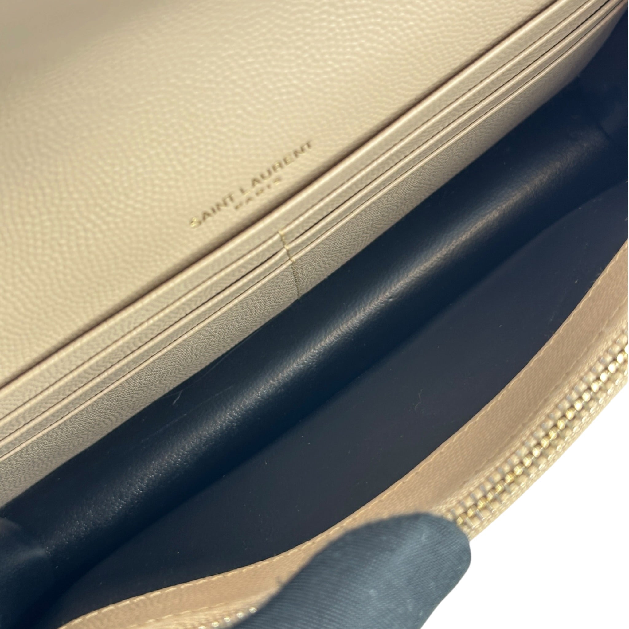 Saint Laurent Cassandre Matelasse beige Envelope With Chain Wallet