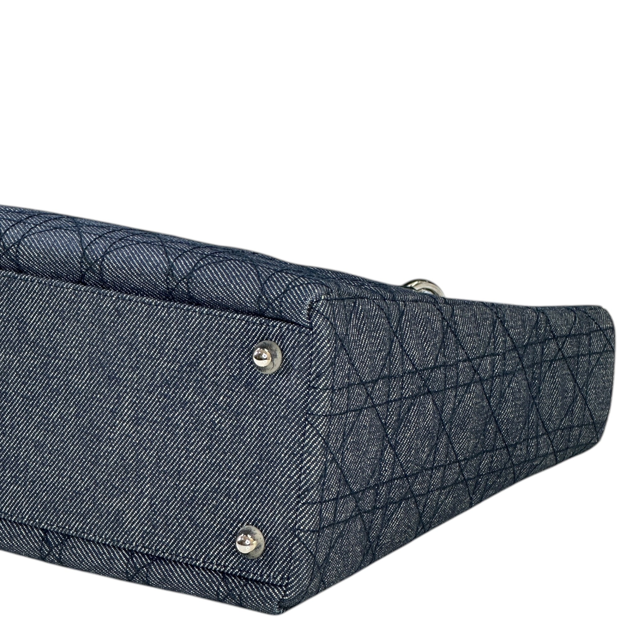 Christian Dior Large Lady Dior Denim Signature Cannage