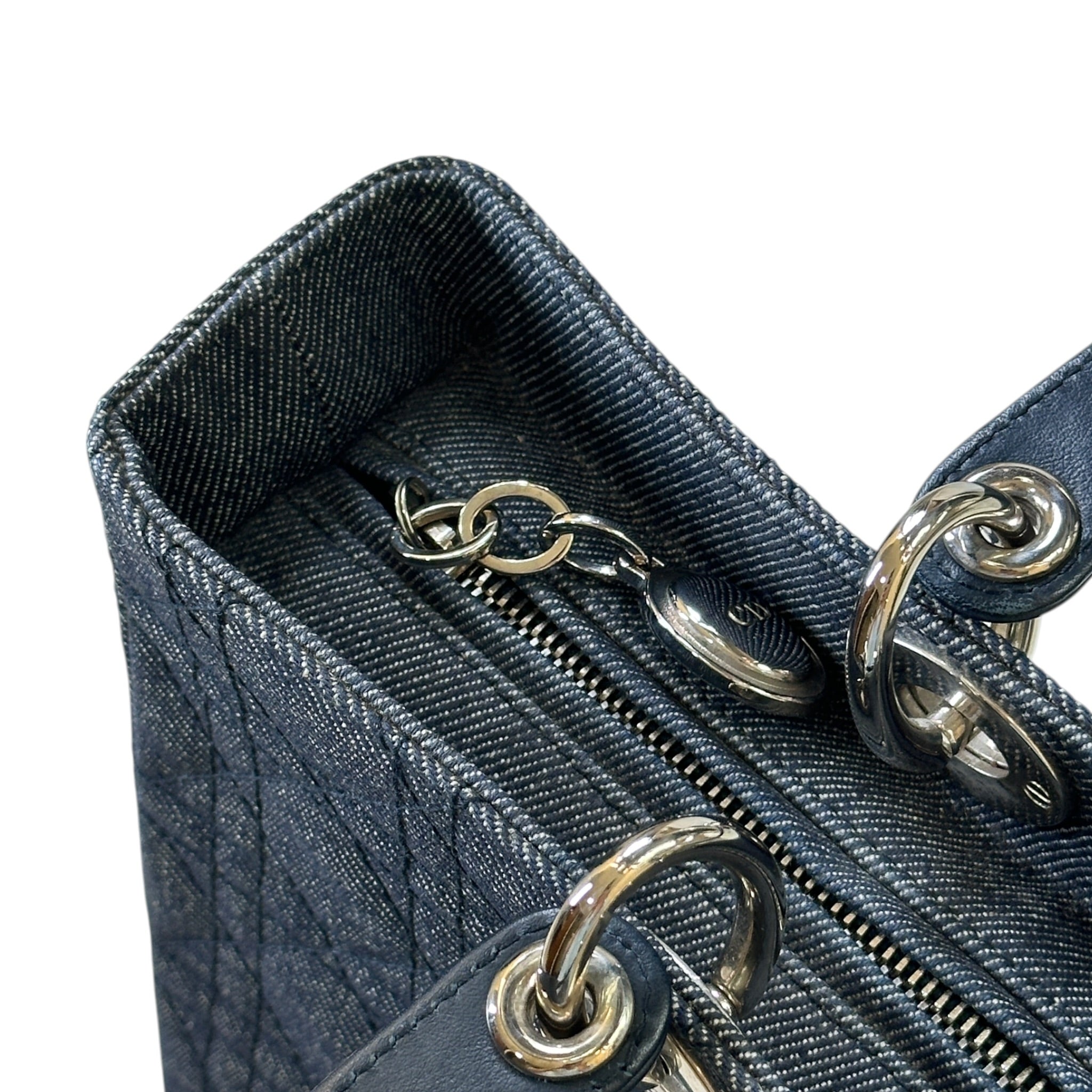 Christian Dior Large Lady Dior Denim Signature Cannage