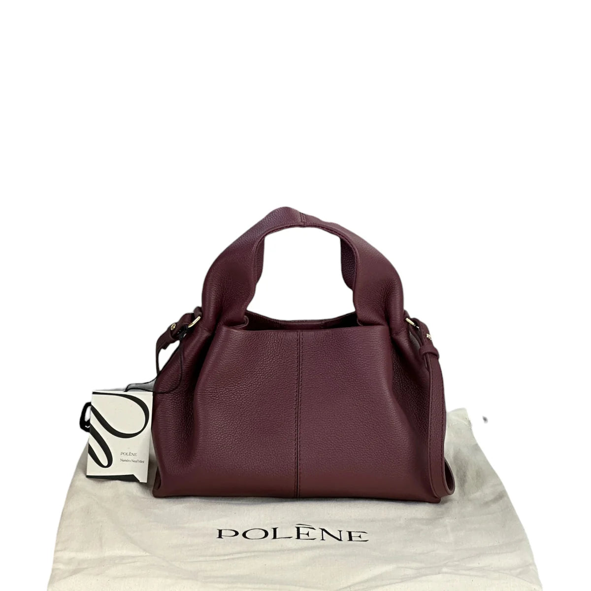 Polene Numero Neuf Mini Black Cherry Texured Leather