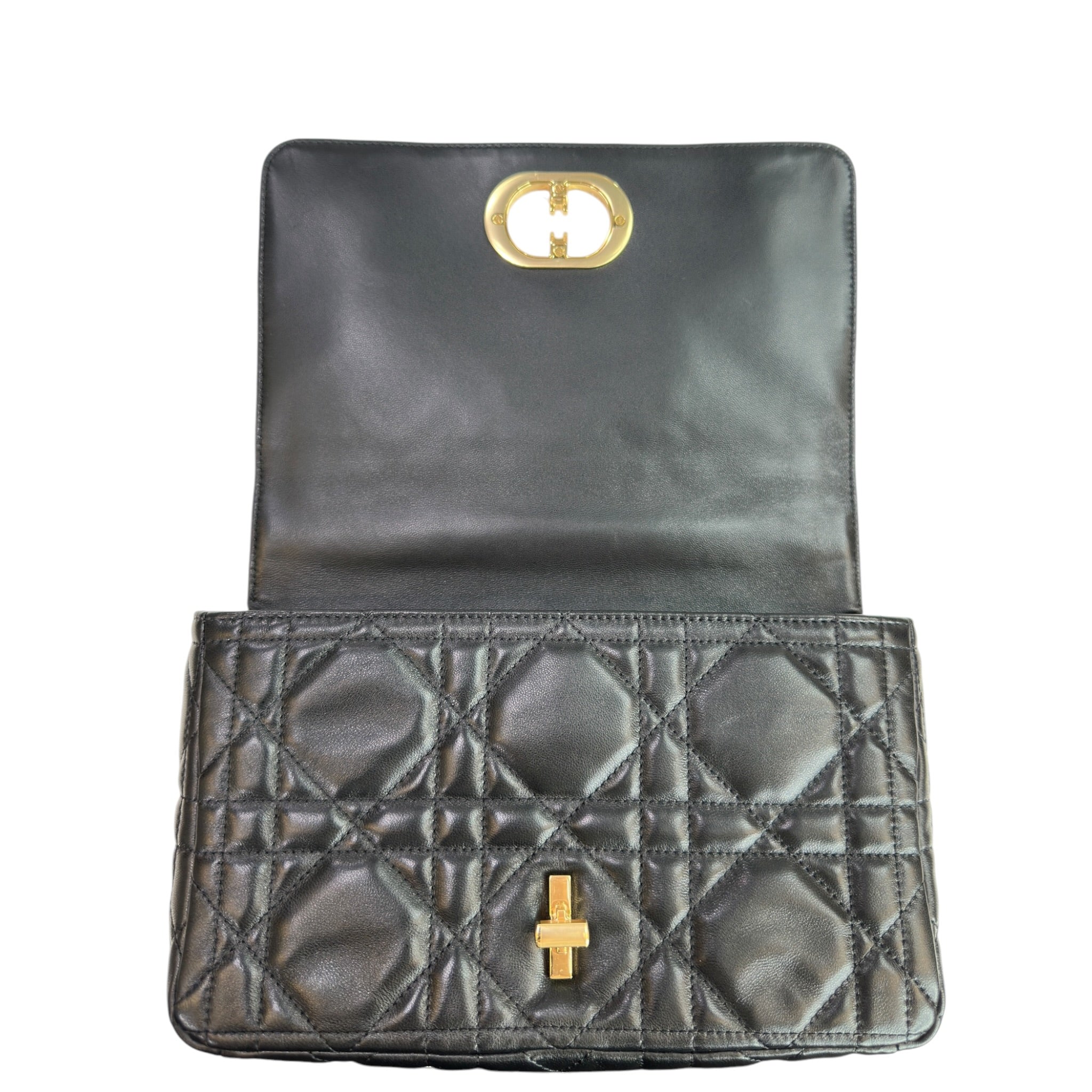 Christian Dior Caro Bag Medium Soft Black Macrocannage Lambskin