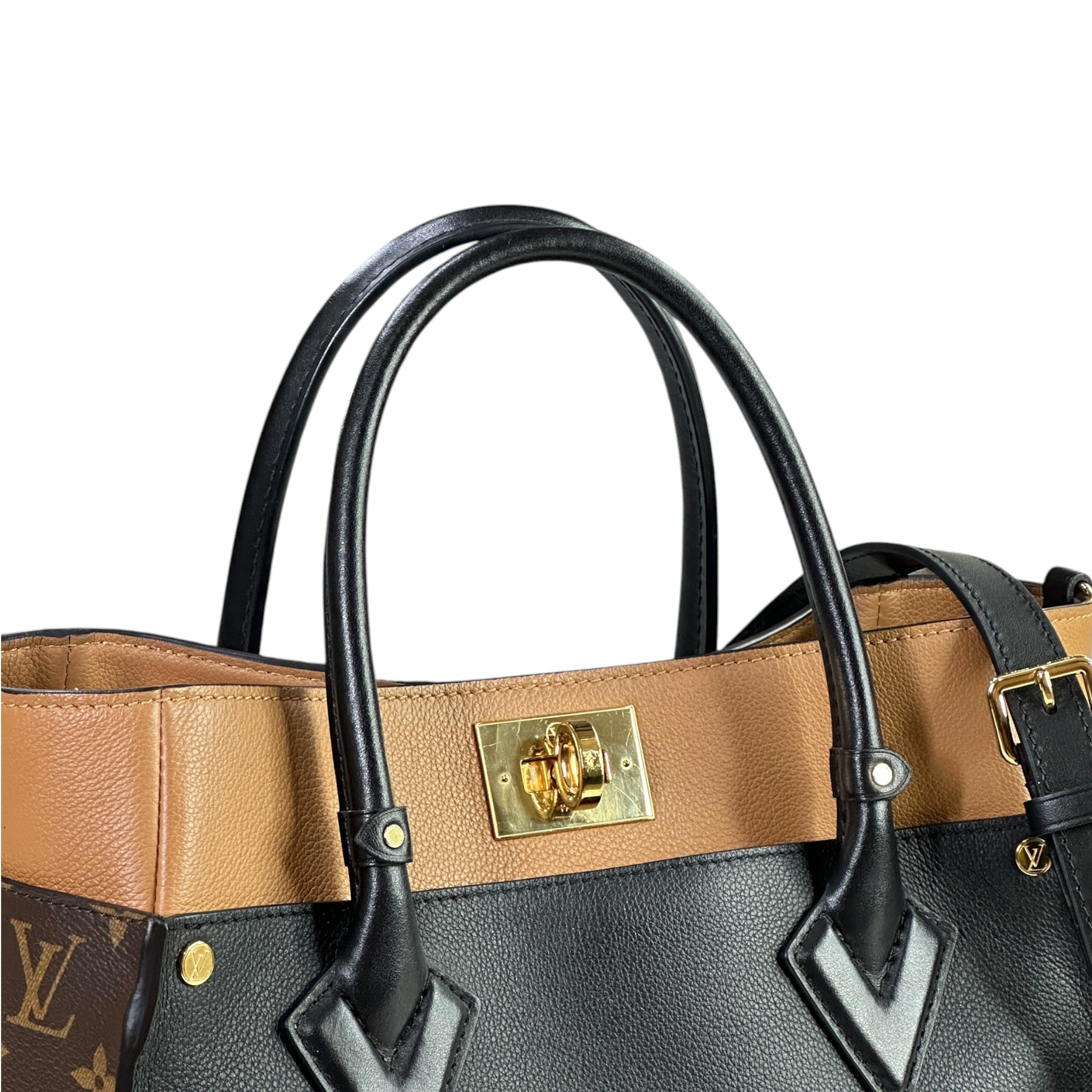 Louis Vuitton On My Side MM Black Calfskin Monogram Coated Canvas
