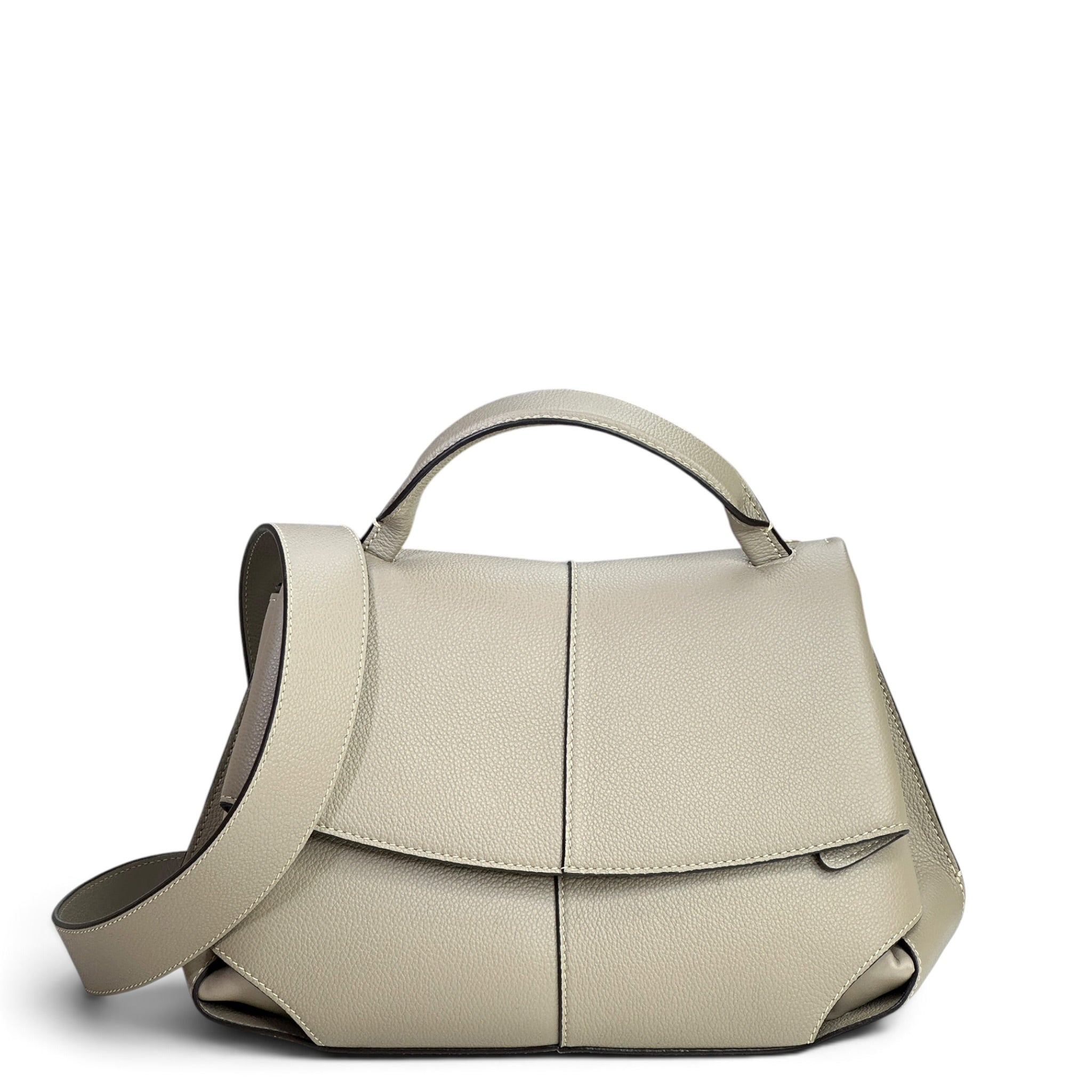 Polene Mokki Mini Taupe Leather Handbag