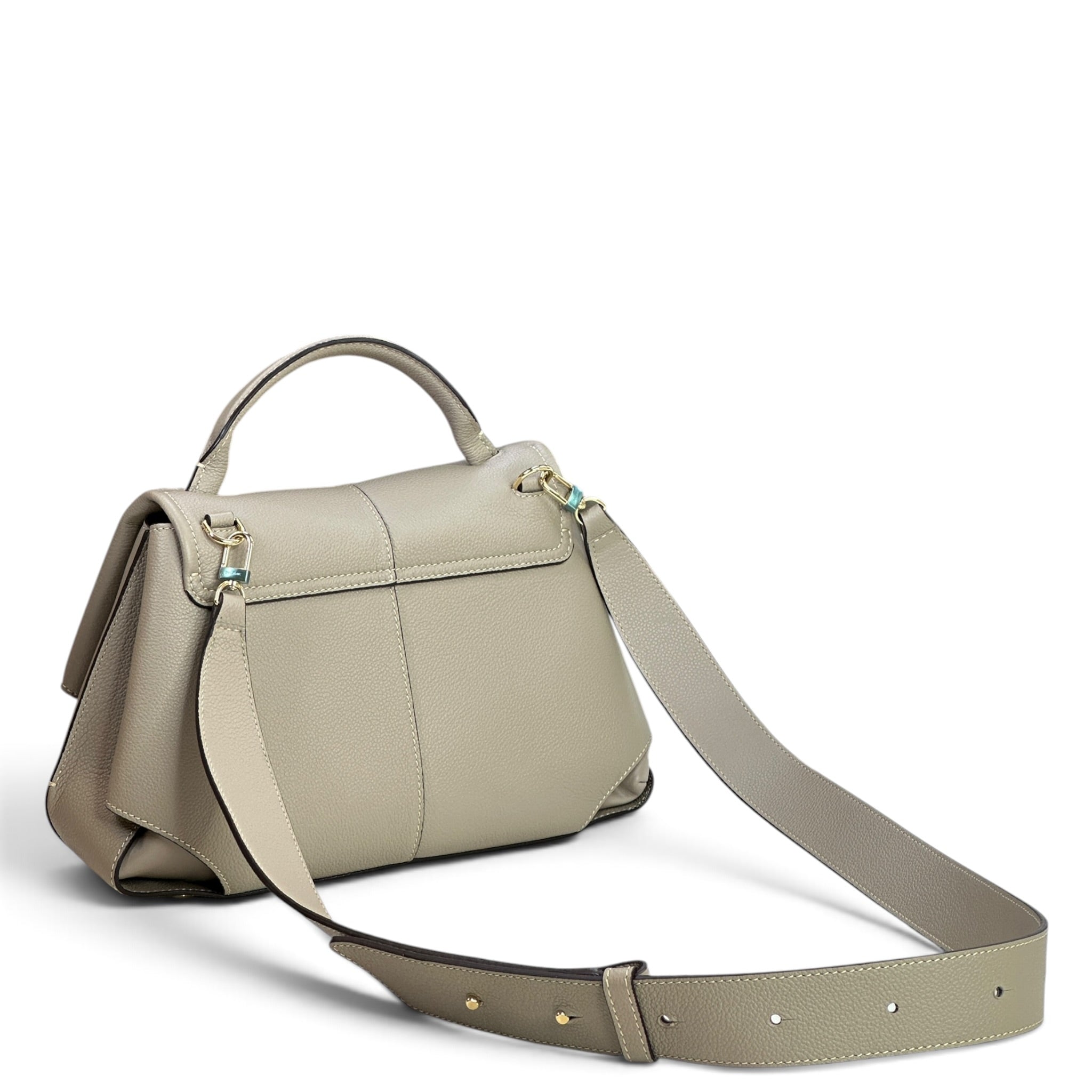 Polene Mokki Mini Taupe Leather Handbag