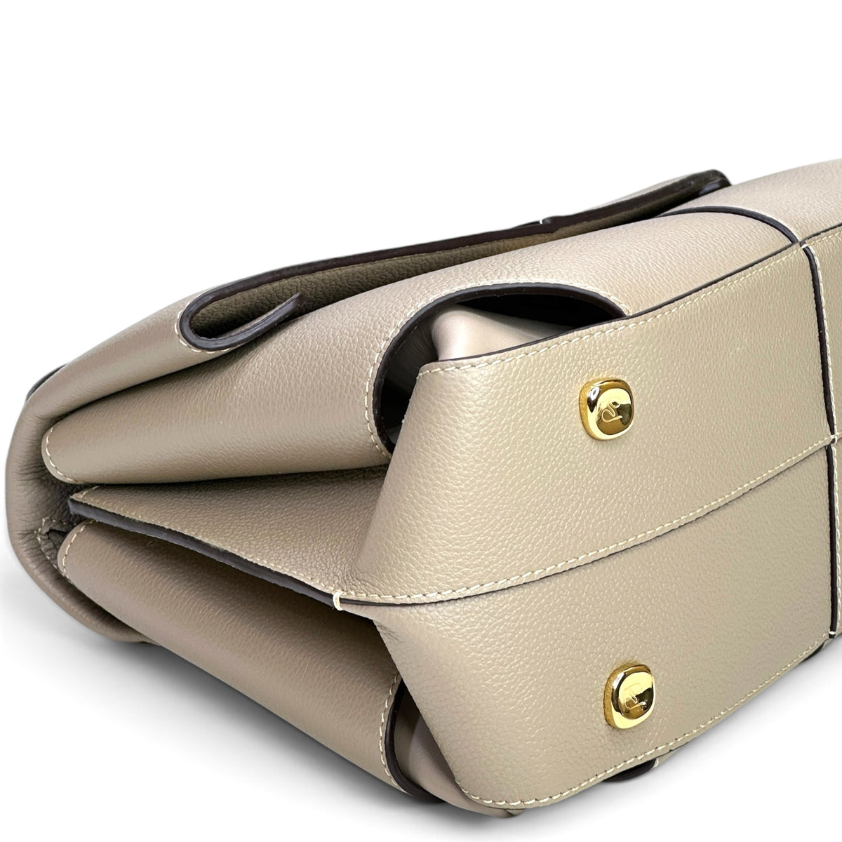 Polene Mokki Mini Taupe Leather Handbag