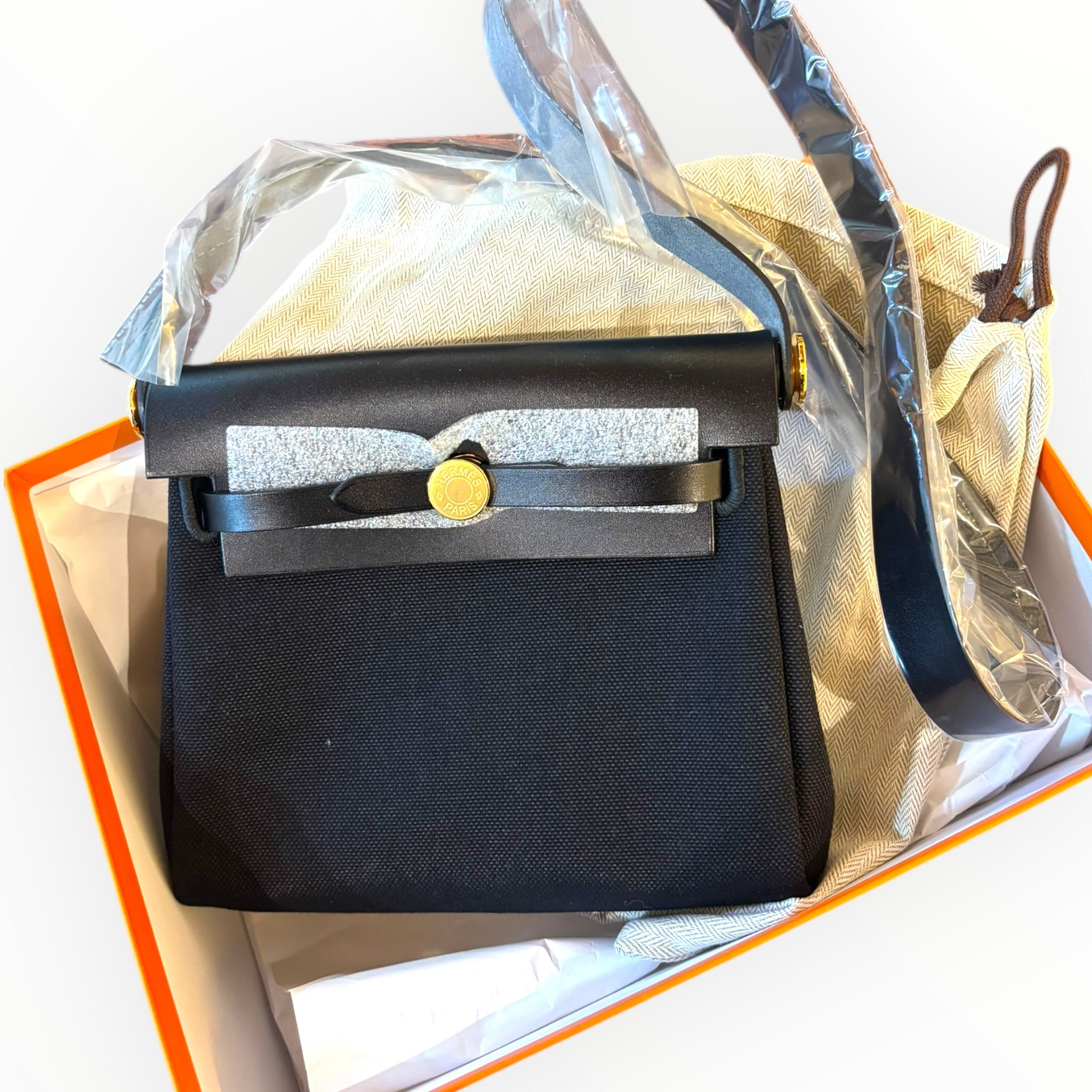 Hermès Herbag Zip 20 Black Canvas GHW