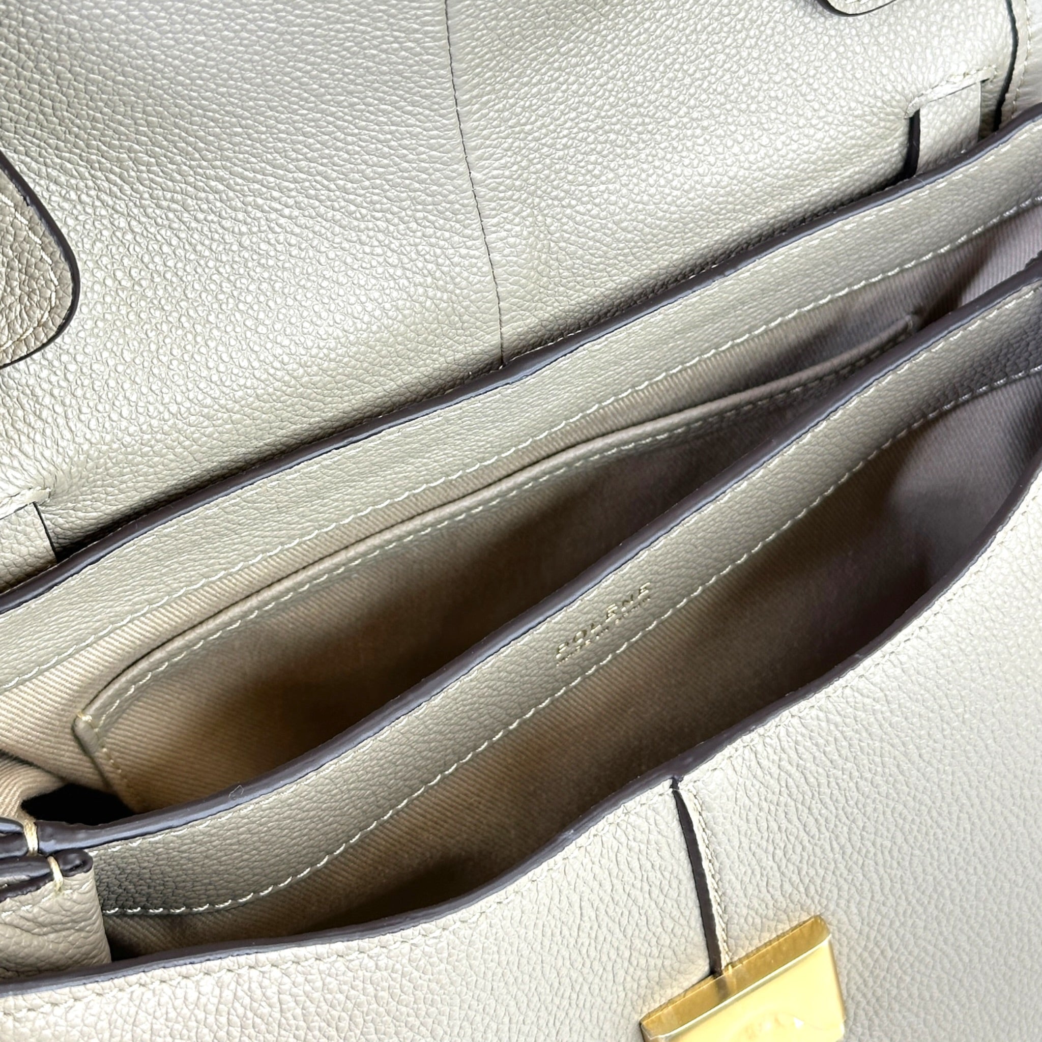 Polene Mokki Mini Taupe Leather Handbag