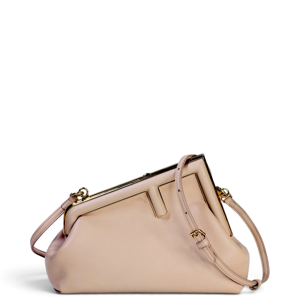 Fendi First Small Dove Grey Leather Clutch Bag
