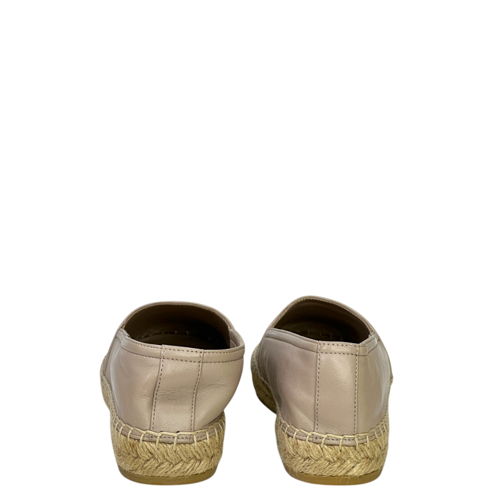 Saint Laurent Cassandre Espadrilles Beige Logo-Embossed Leather EU 36