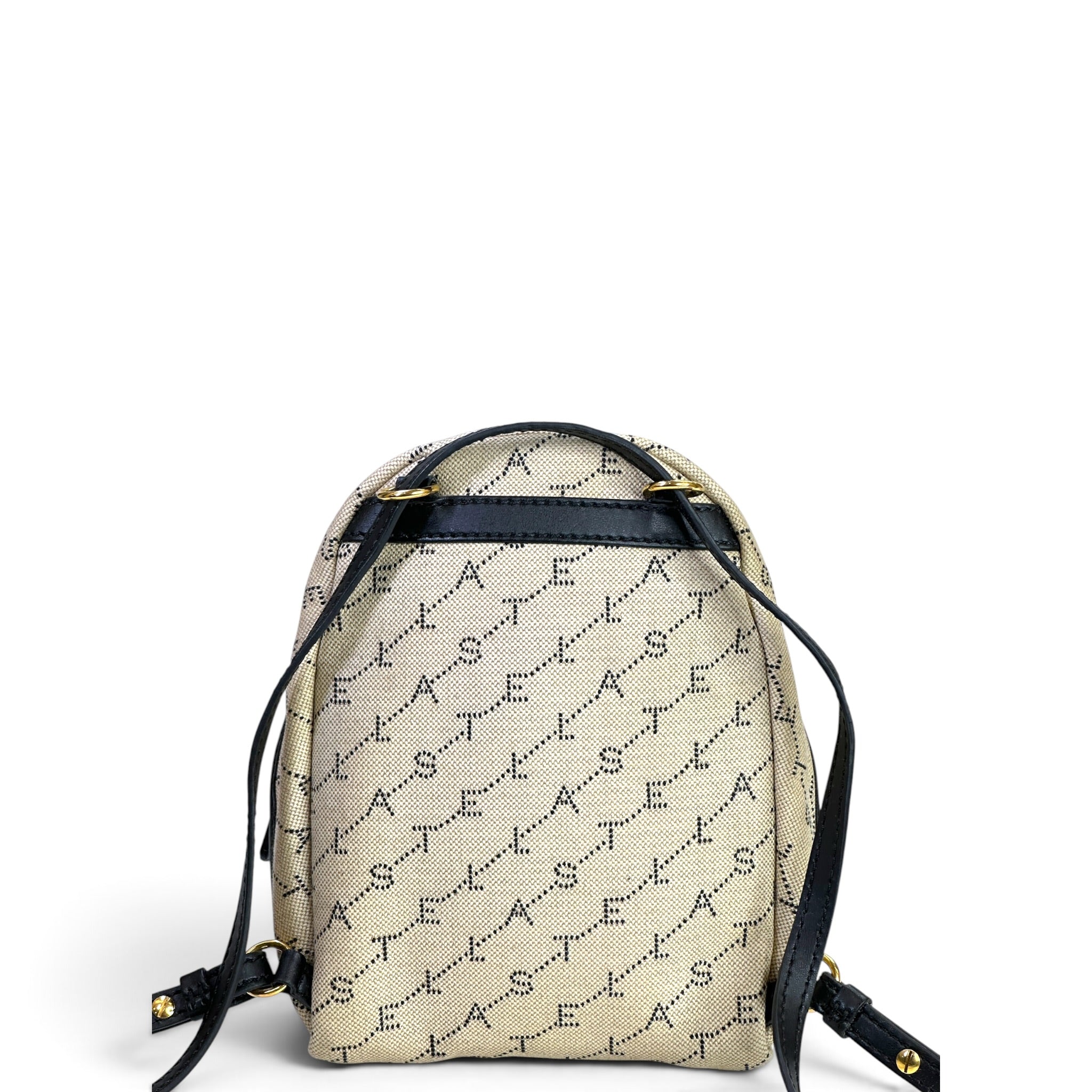 Stella Mccartney Logo Print Mini Beige Canvas Backpack