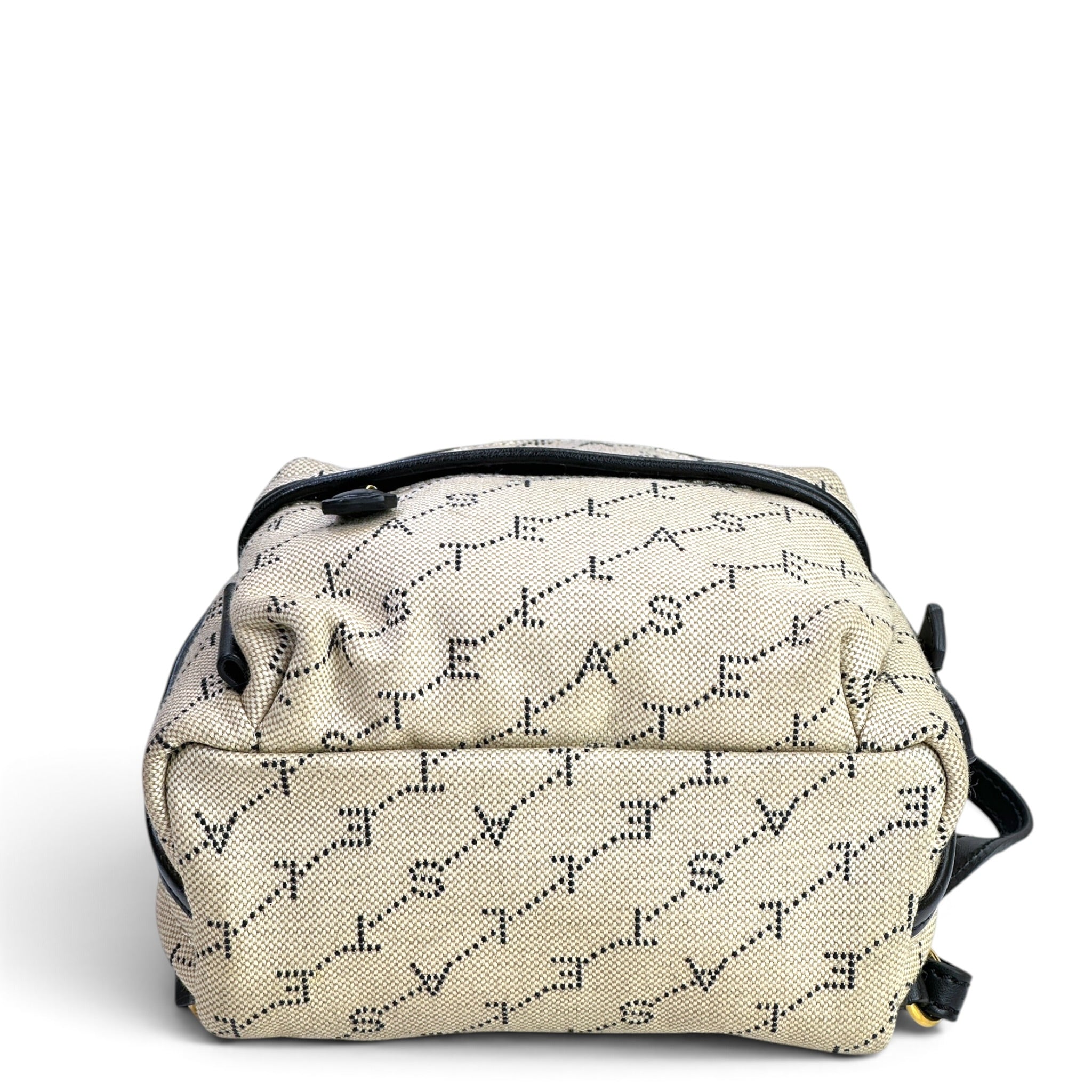 Stella Mccartney Logo Print Mini Beige Canvas Backpack