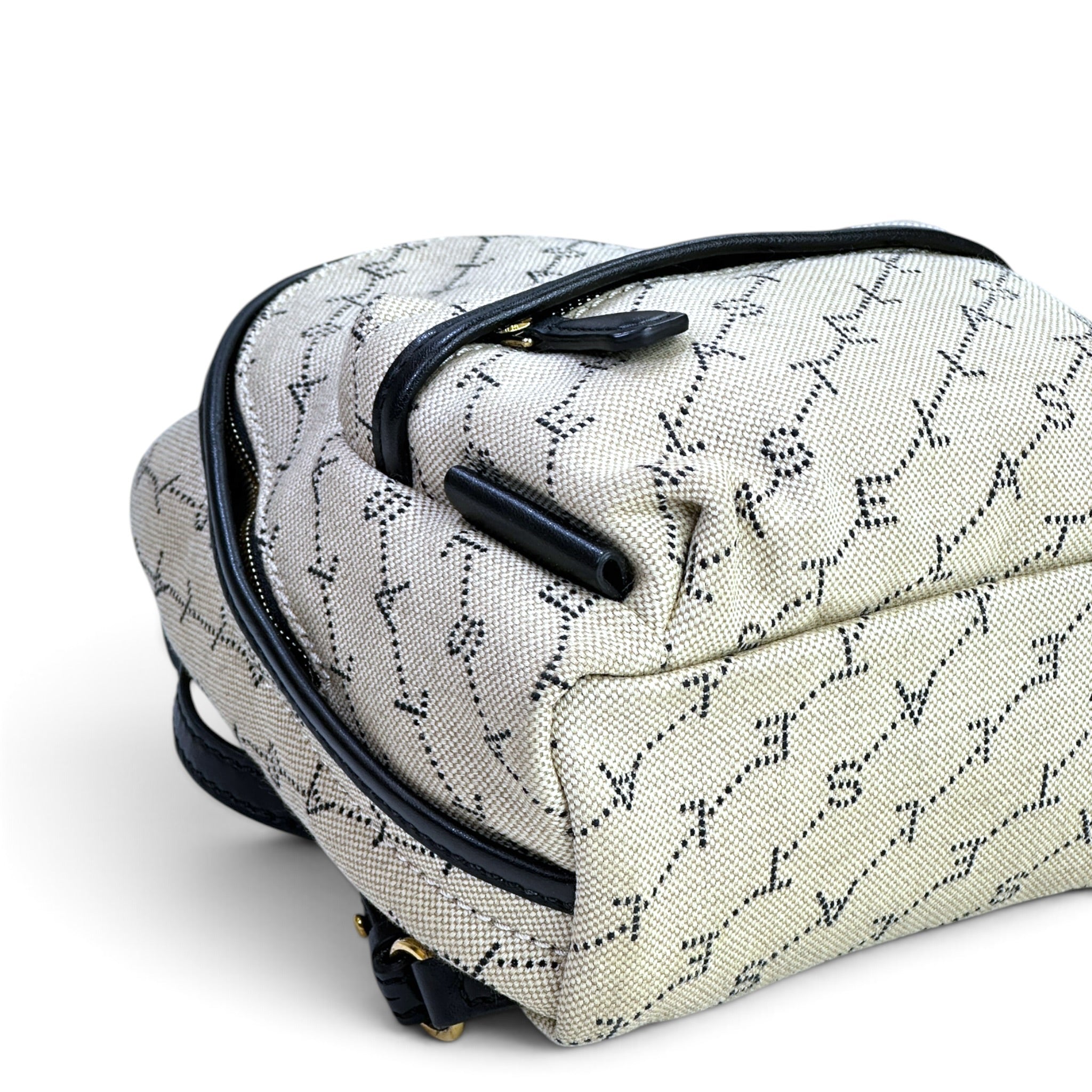 Stella Mccartney Logo Print Mini Beige Canvas Backpack