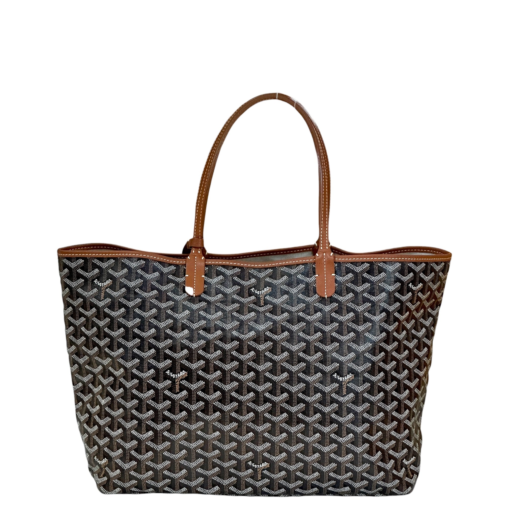 Goyard St Louis PM Tote Black/Tan Goyardine