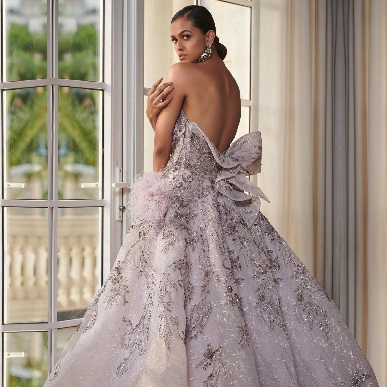 Estelle" Pale Mauve Tulle Bridal Gown