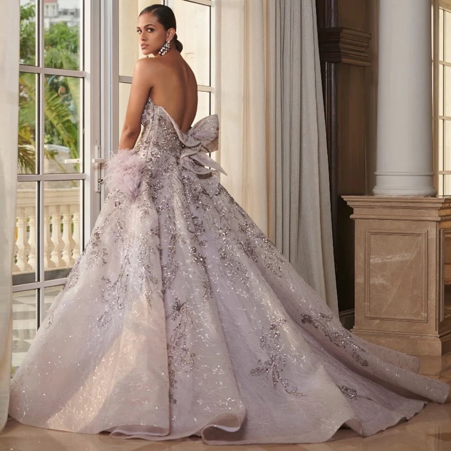 Estelle" Pale Mauve Tulle Bridal Gown