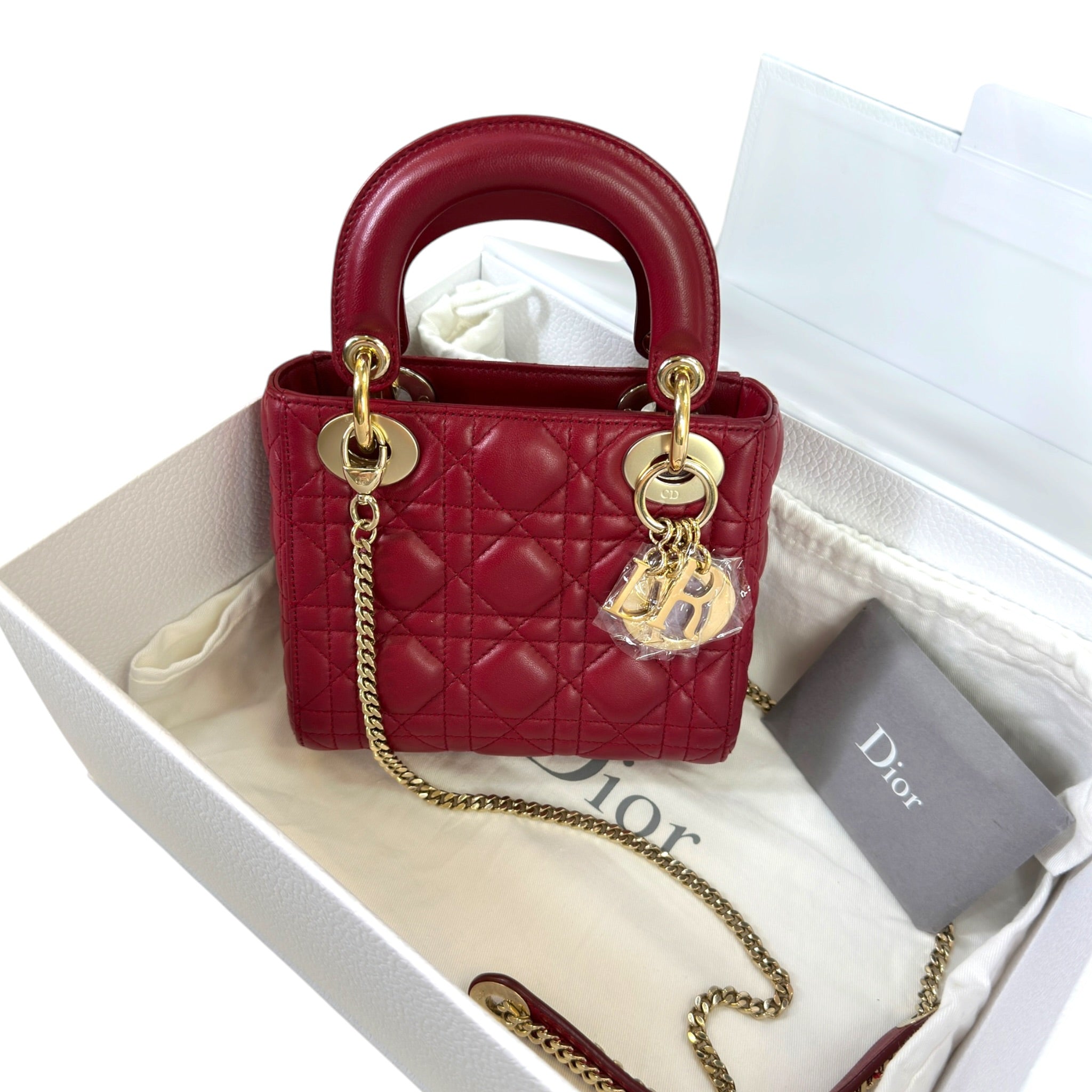 Lady Dior Maroon Mini Cannage Lambskin