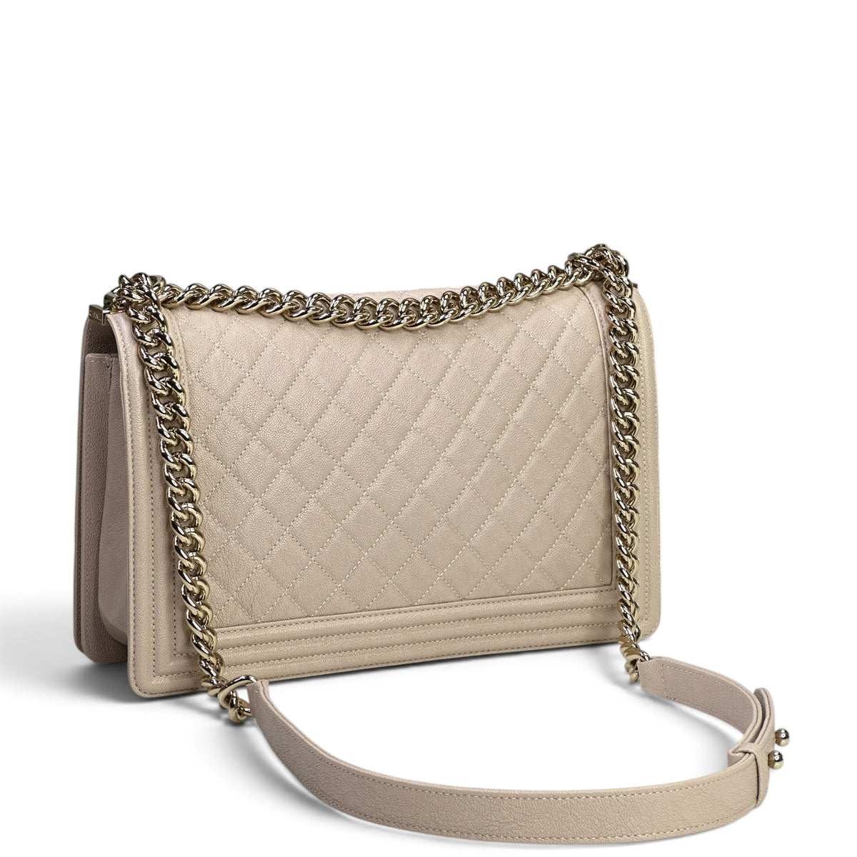 Chanel Boy bag Medium Light Beige Quilted Leather Bag