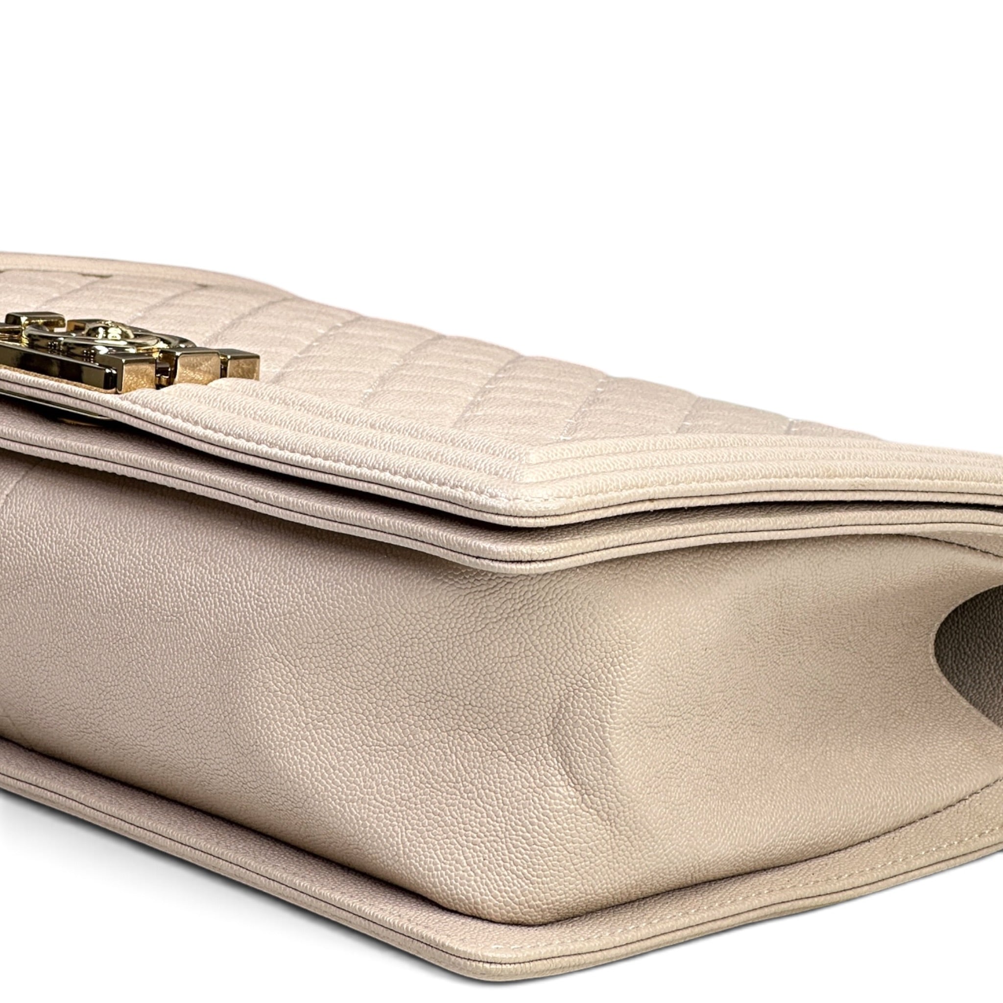 Chanel Boy bag Medium Light Beige Quilted Leather Bag