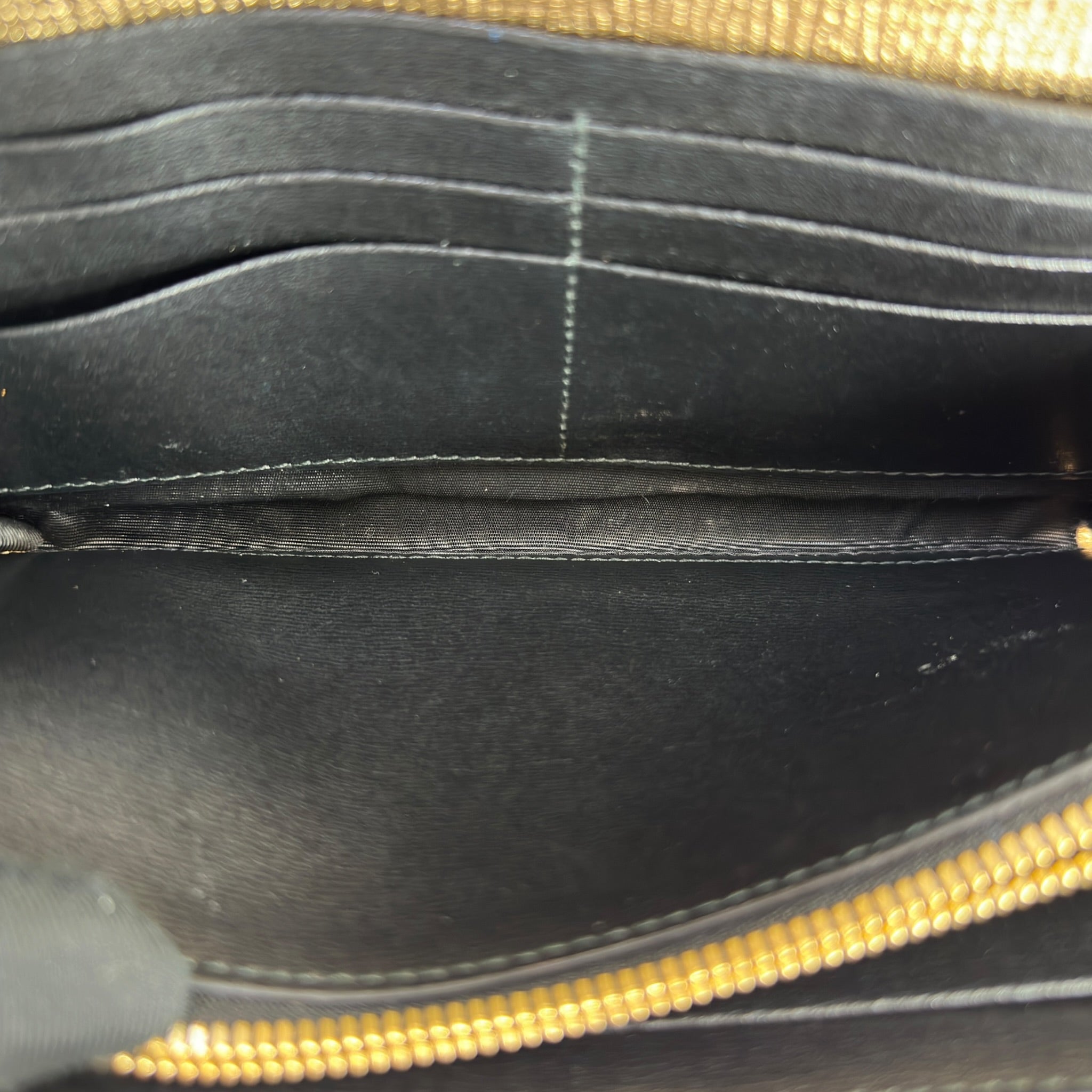 Salvatore Ferragamo Gancini City Wallet On Chain Gold Textured Leather