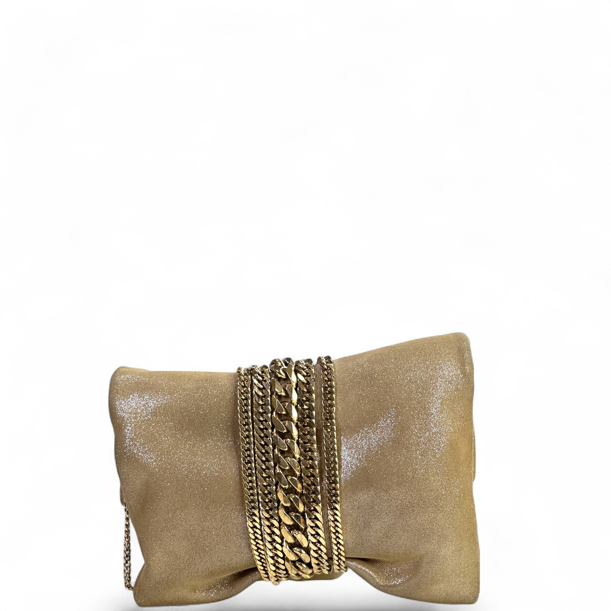 Jimmy Choo Chandra Gold Shimmery Leather Clutch