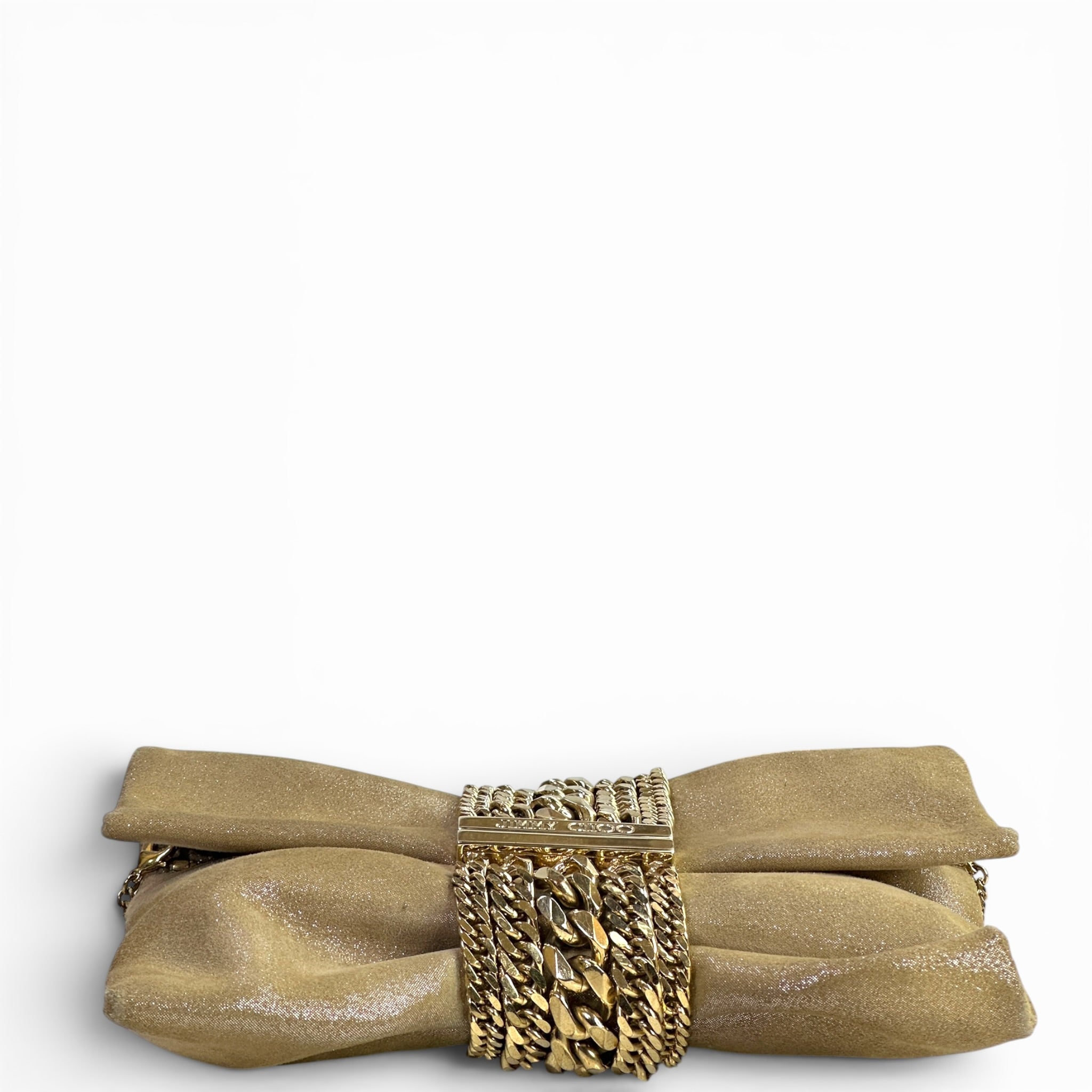 Jimmy Choo Chandra Gold Shimmery Leather Clutch
