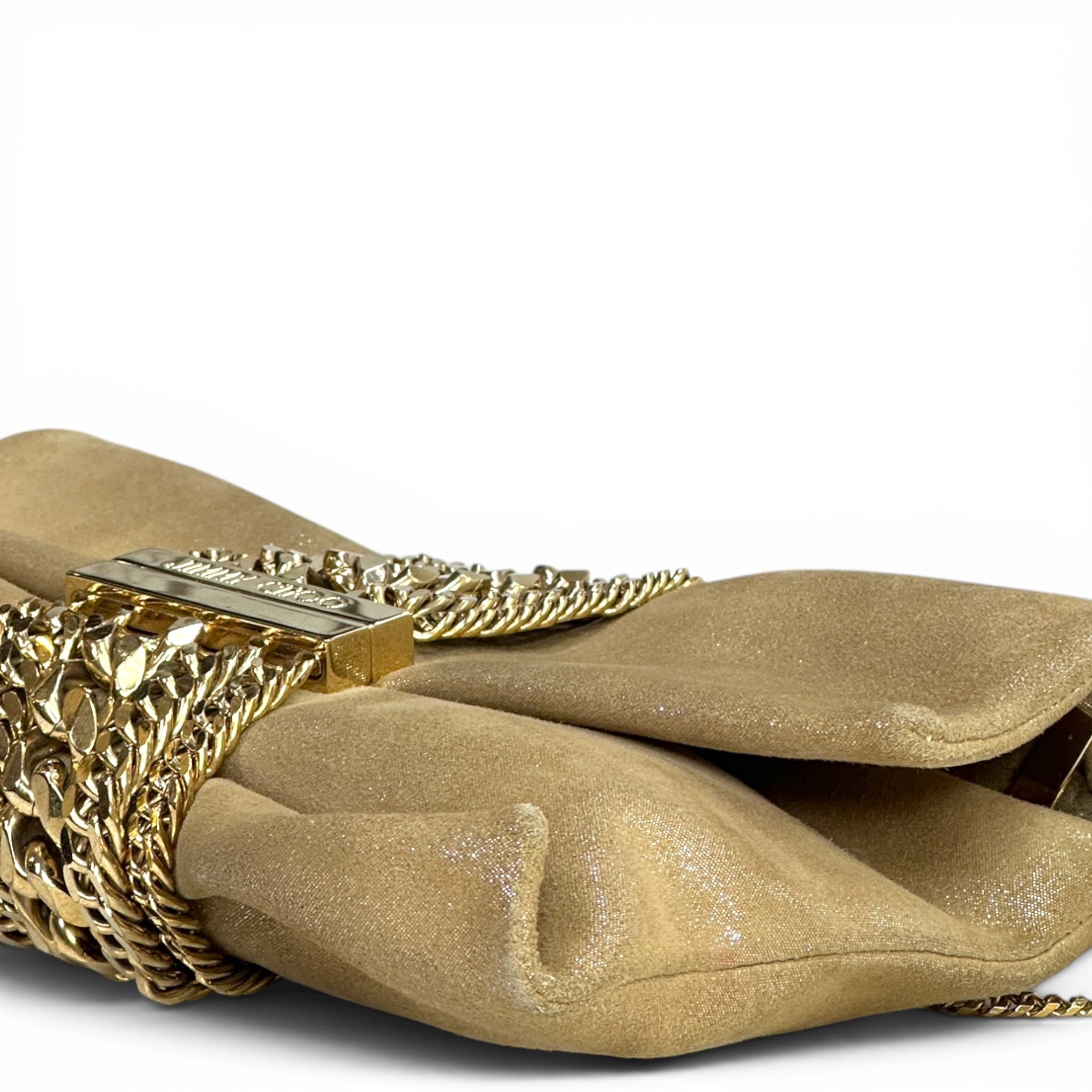 Jimmy Choo Chandra Gold Shimmery Leather Clutch