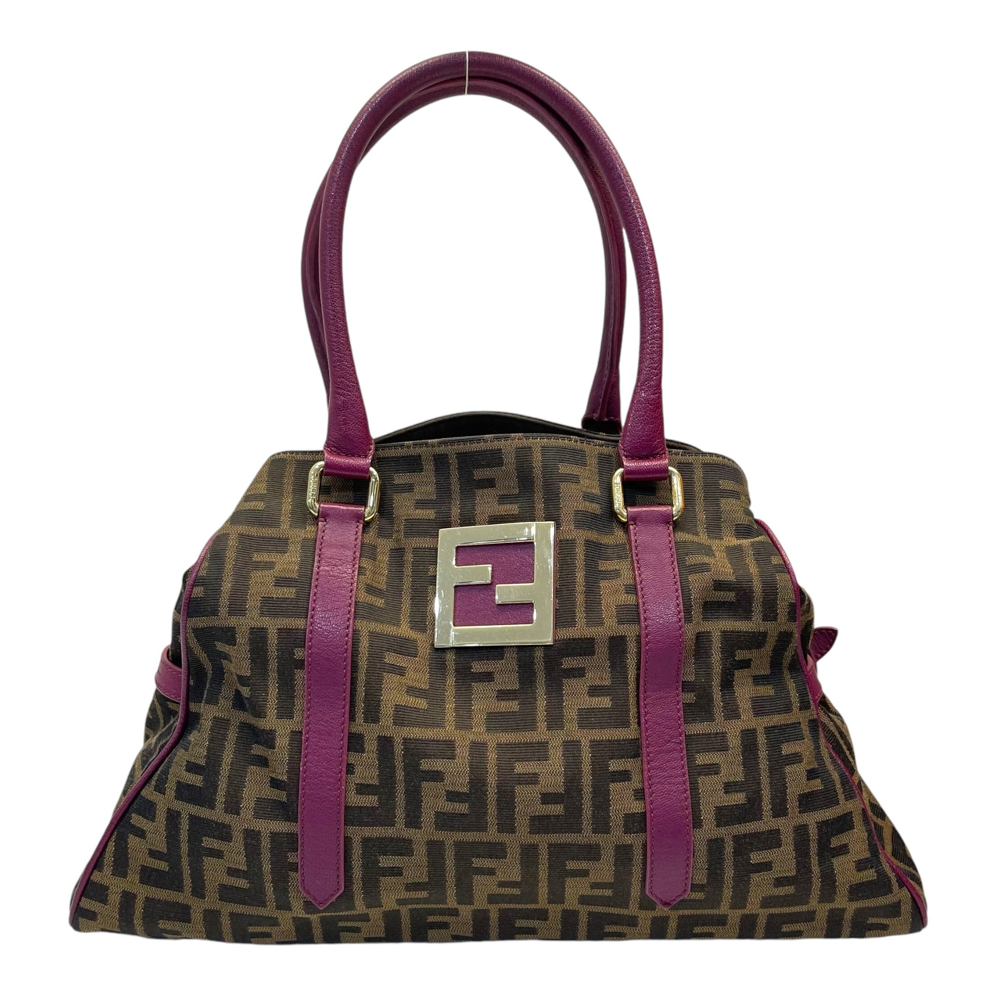 Fendi Tobacco/Purple Zucca Canvas and Suede Medium Chef De Jour Bag