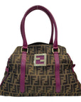 Fendi Tobacco/Purple Zucca Canvas and Suede Medium Chef De Jour Bag