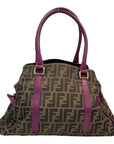 Fendi Tobacco/Purple Zucca Canvas and Suede Medium Chef De Jour Bag