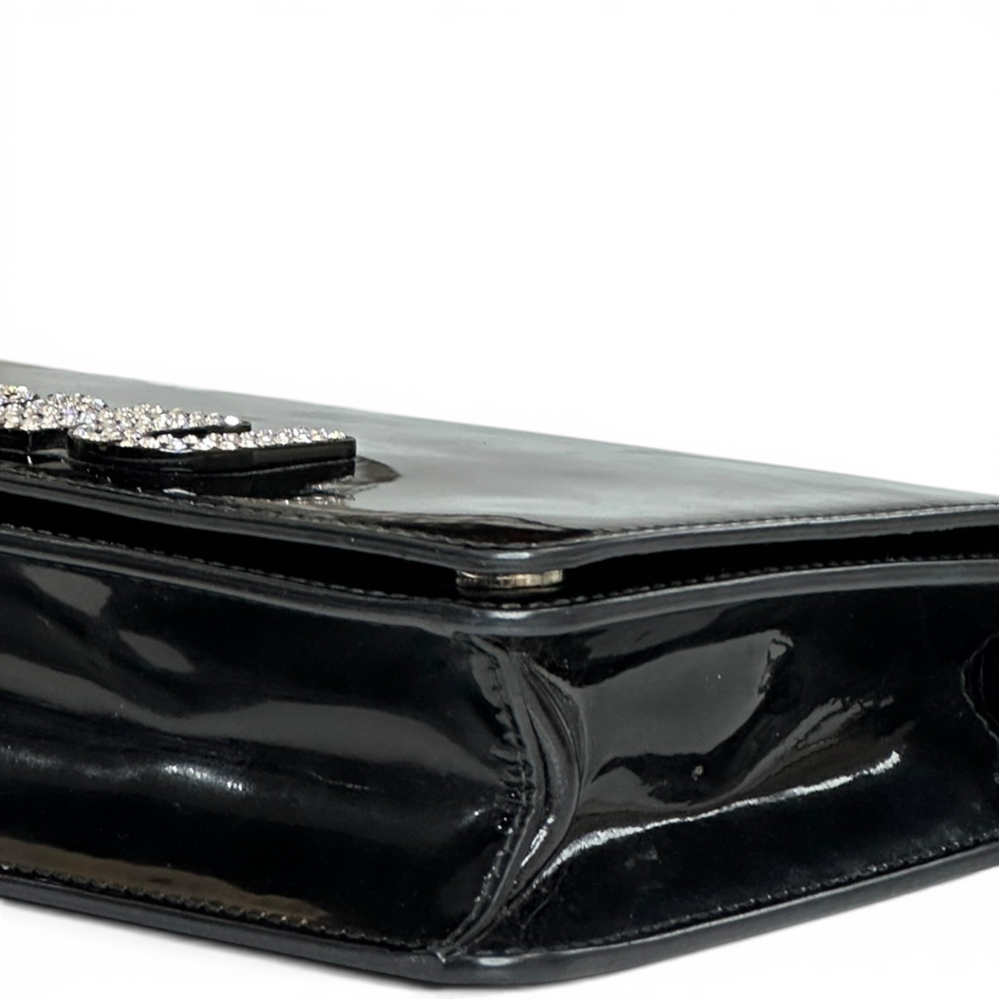Miu Miu Chain Wallet Black Patent Leather