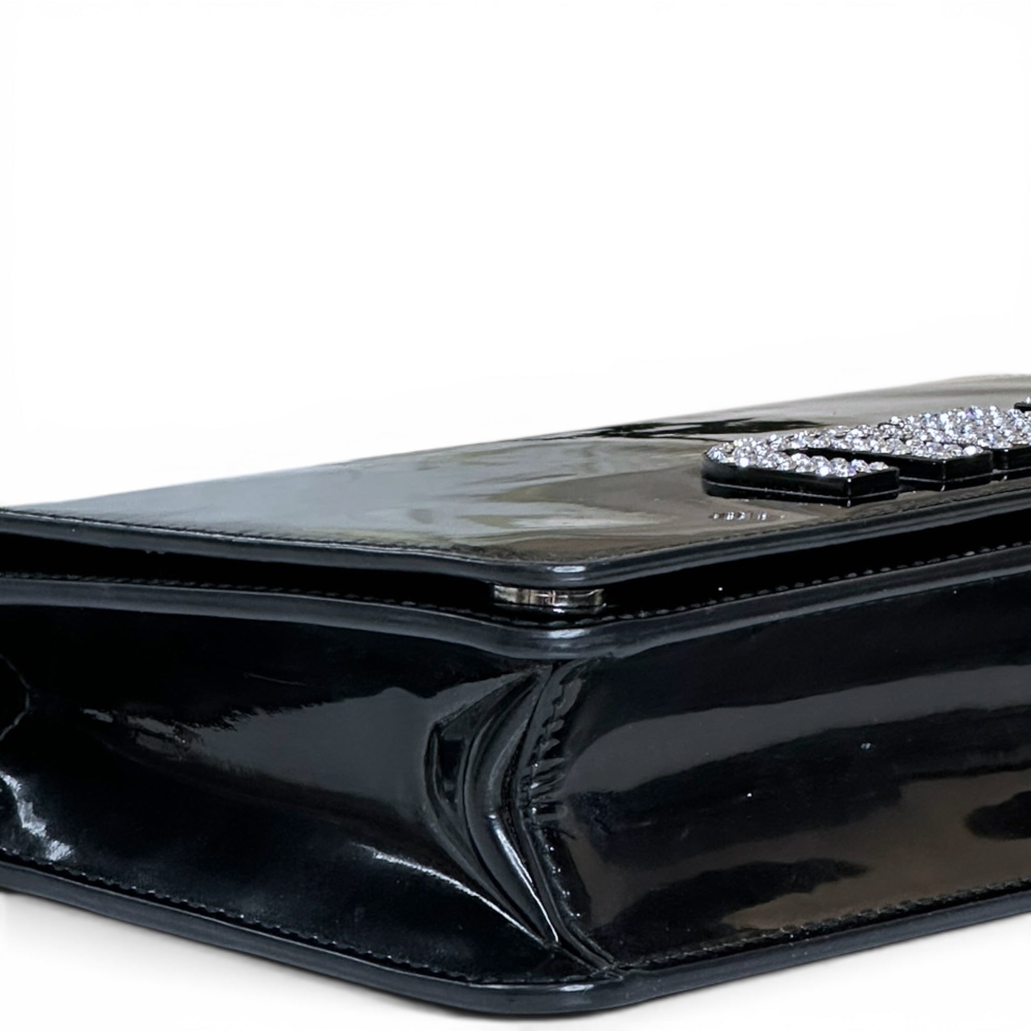 Miu Miu Chain Wallet Black Patent Leather