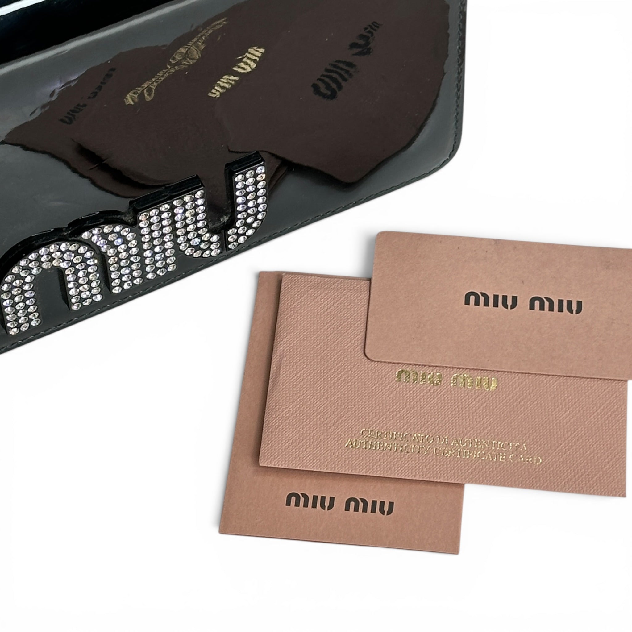 Miu Miu Chain Wallet Black Patent Leather