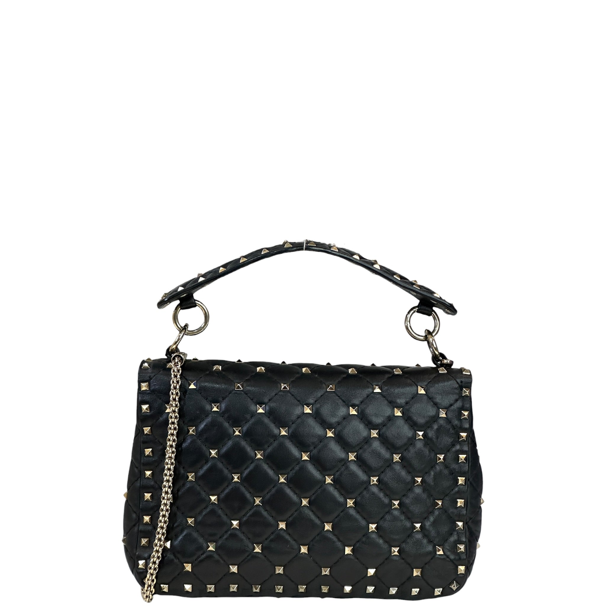 Valentino Garavani Rockstud Spike VLTN Shoulder Bag Black Quilted Lambskin