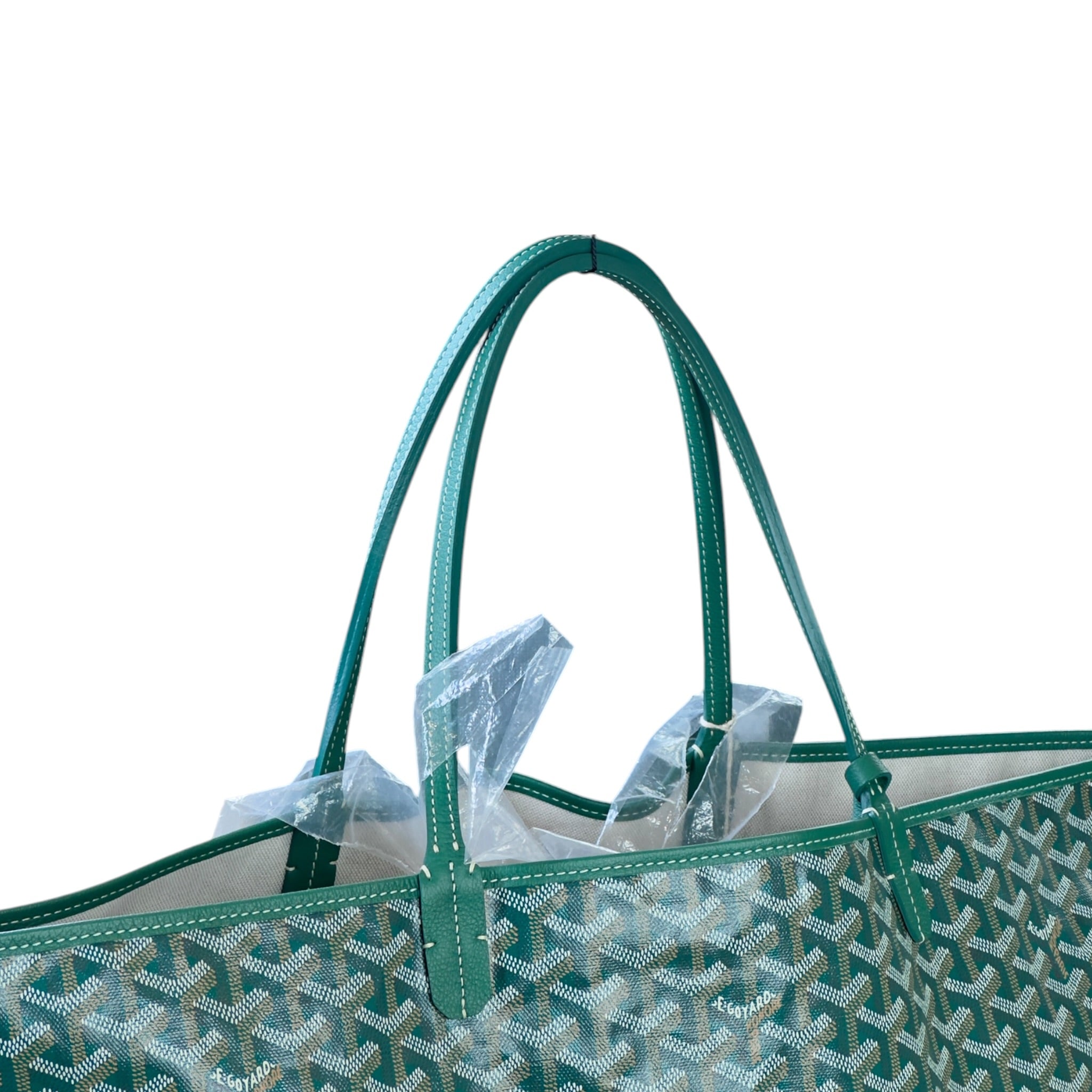 Goyard St Louis GM Green Goyardine Canvas Tote
