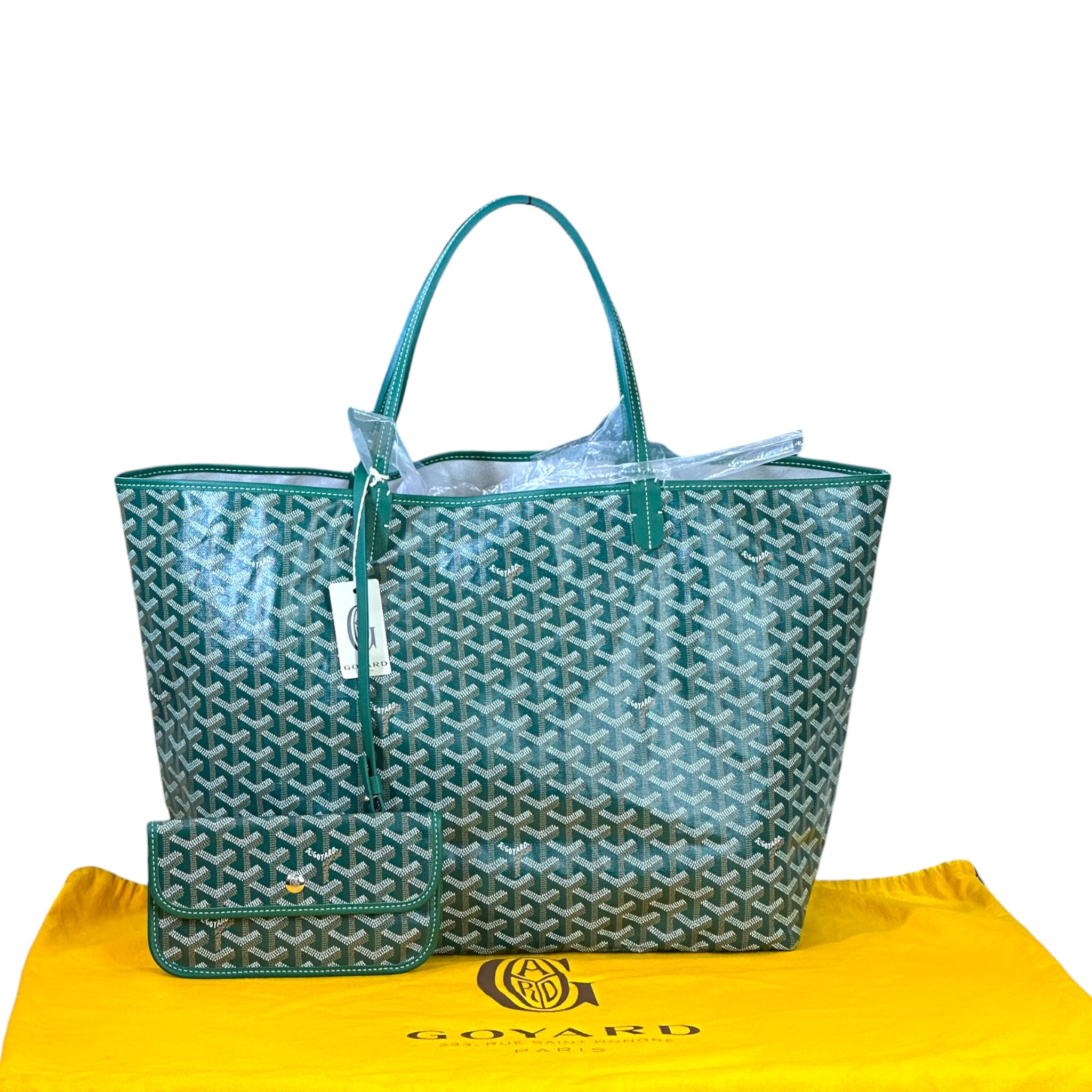 Goyard St Louis GM Green Goyardine Canvas Tote