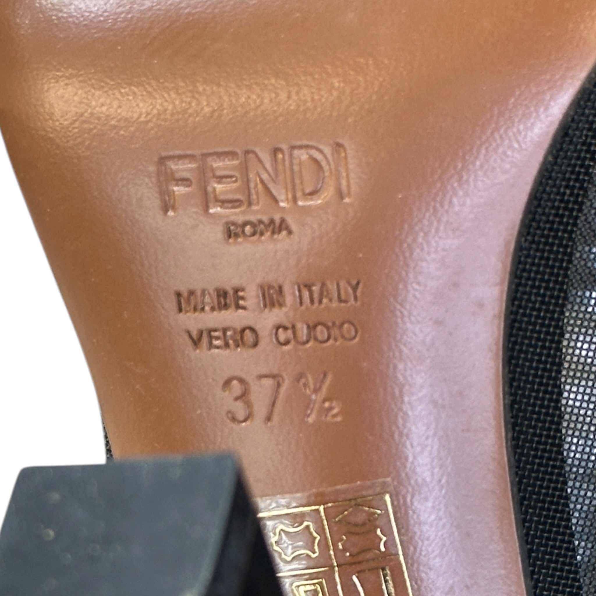 Fendi Colibri Knee-High Boots Black Zucca Pattern Mesh EU 37.5