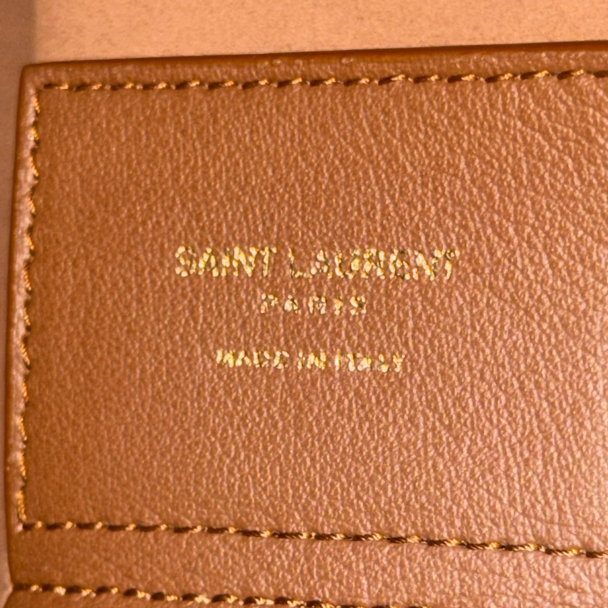 Saint Laurent East/West Shopping Large tan leather Tote