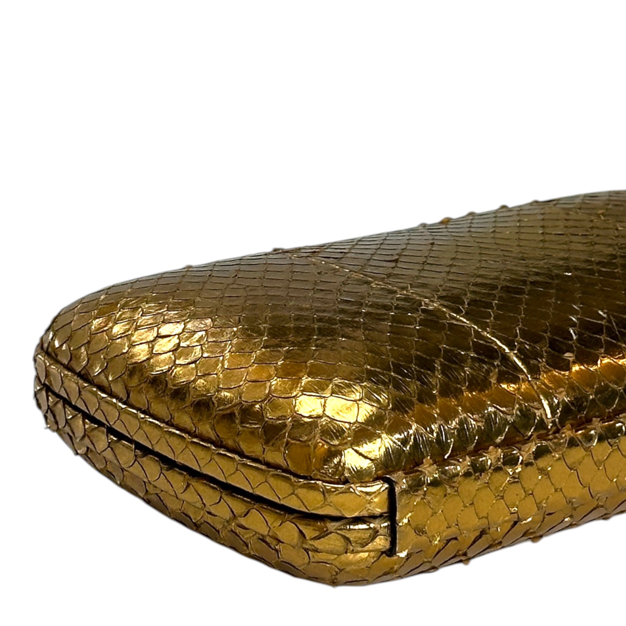 Gucci Minaudière Clutch Gold Water-Snakeskin