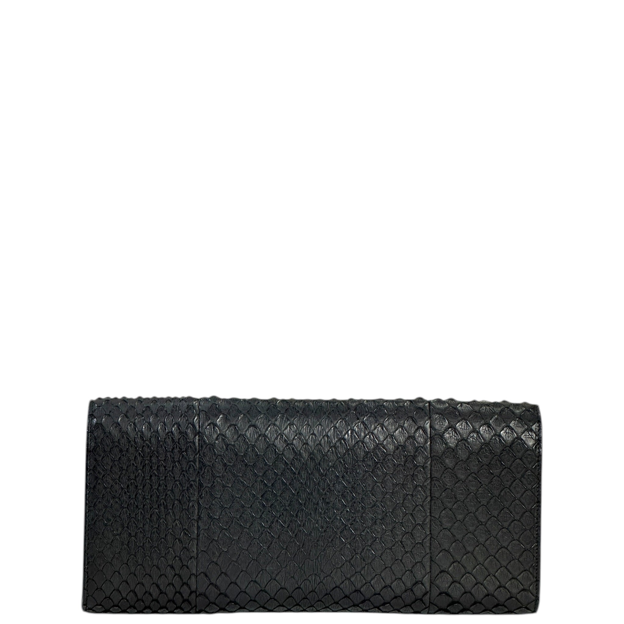Gucci Broadway Evening Clutch Interlocking G Crystal Black Python Leather