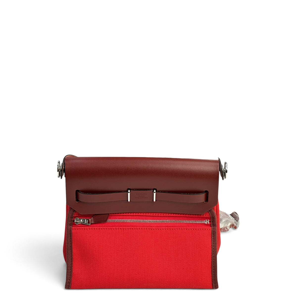Hermès Retourne 20 Rouge Herbag Military Canvas and Vache Hunter Leather with a Palladium-Plated (2025)
