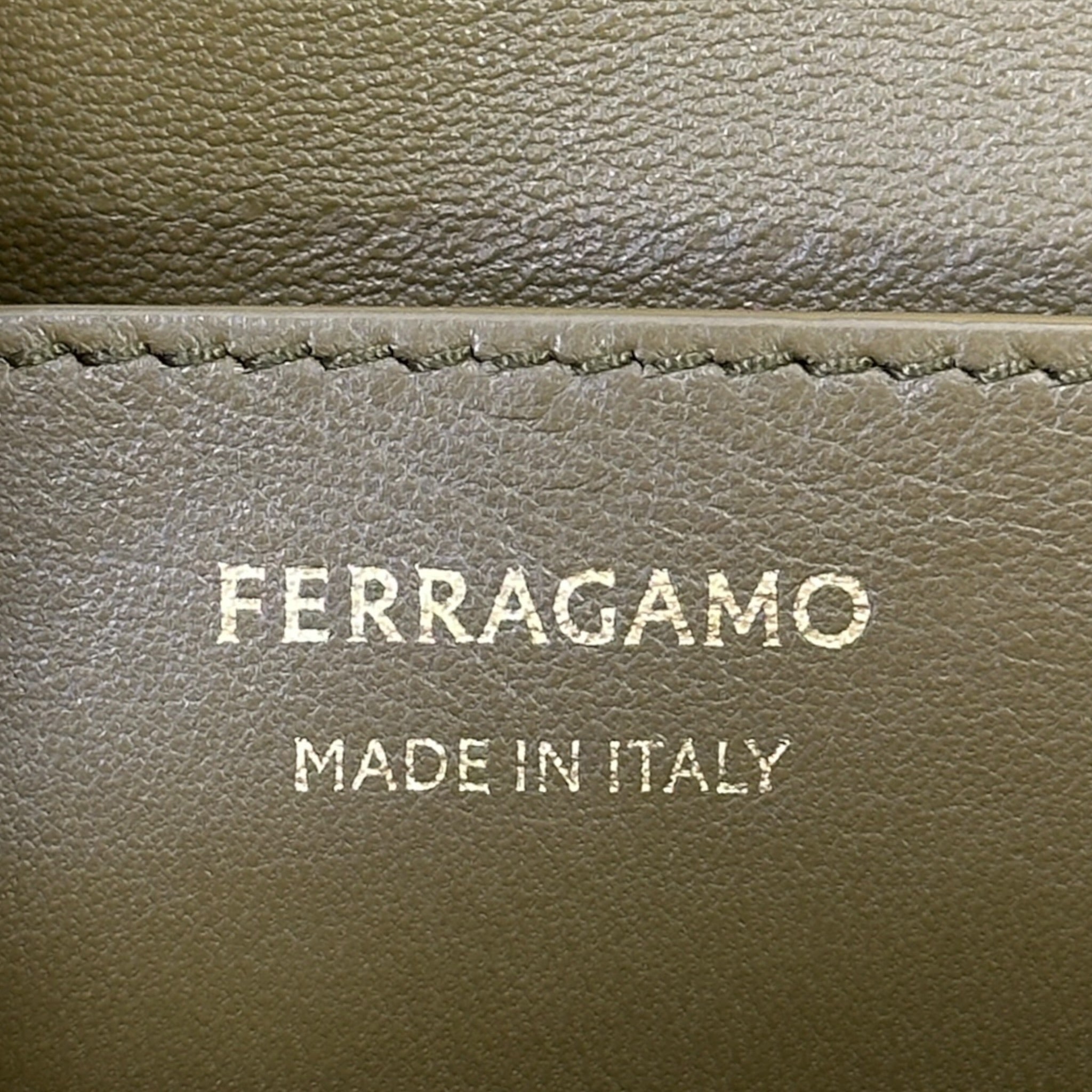 Salvatore Ferragamo Gancini Buckle Crossbody Bag Olive Green Pebbled Calfskin